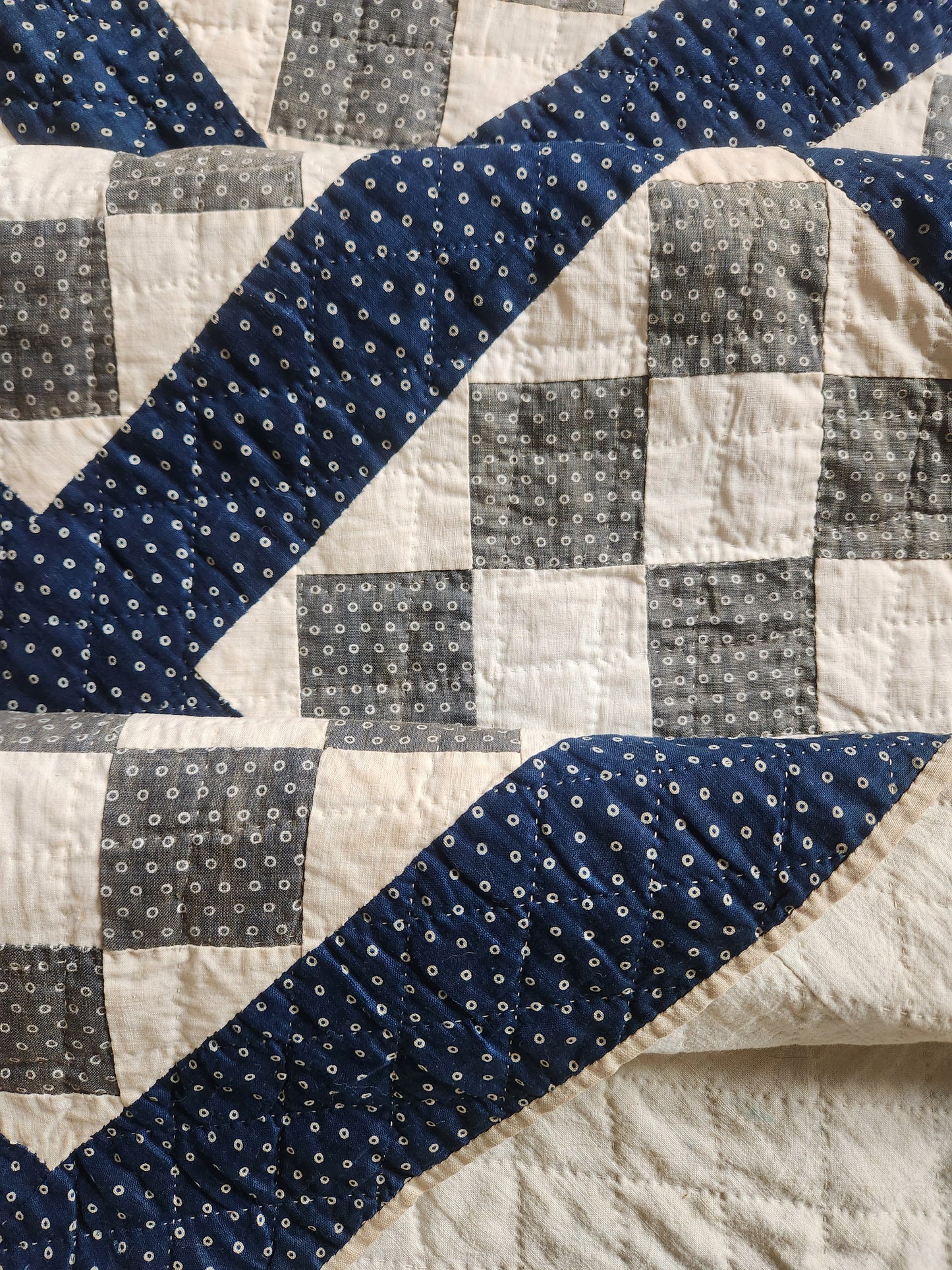 Antique Indigo Nine Patch Quilt