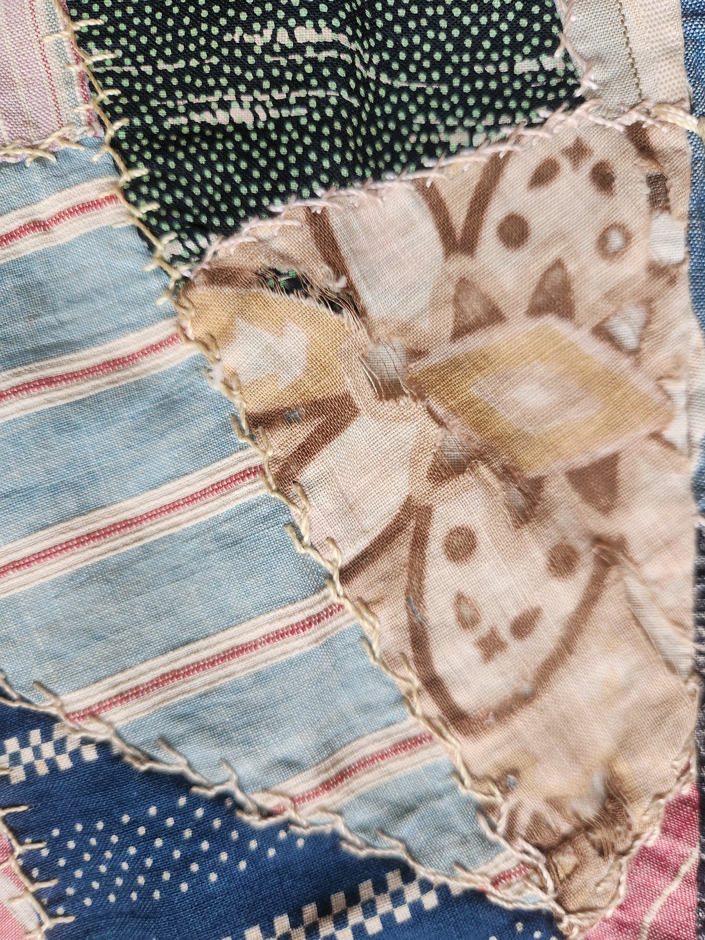 Antique Cotton Crazy Quilt c1890
