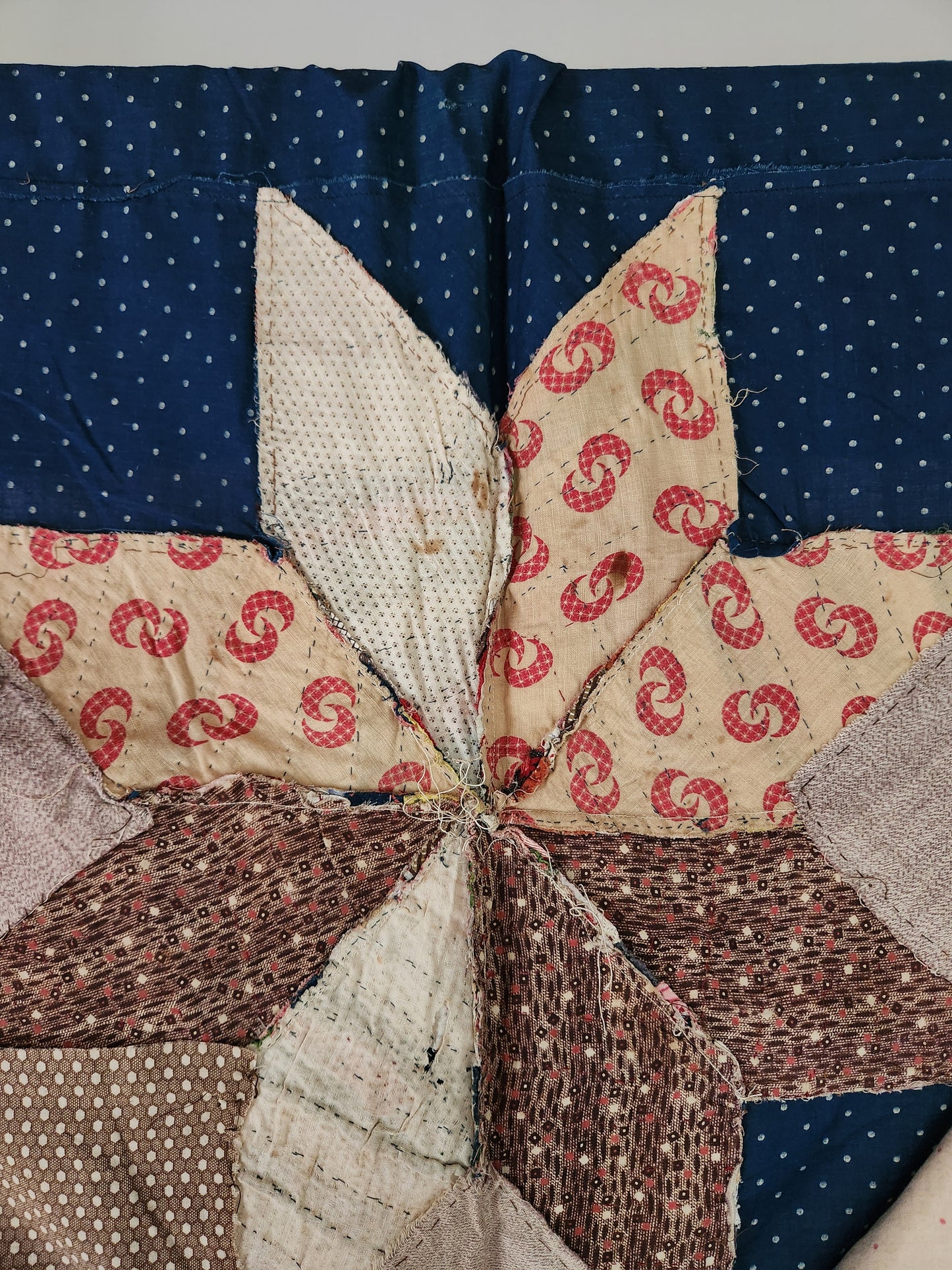 Stunning 19th Century String Star Quilt Top