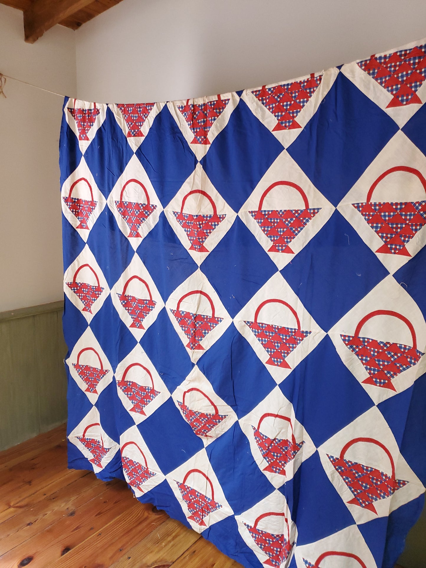 Red White & Blue Quilt Top, ca 1930