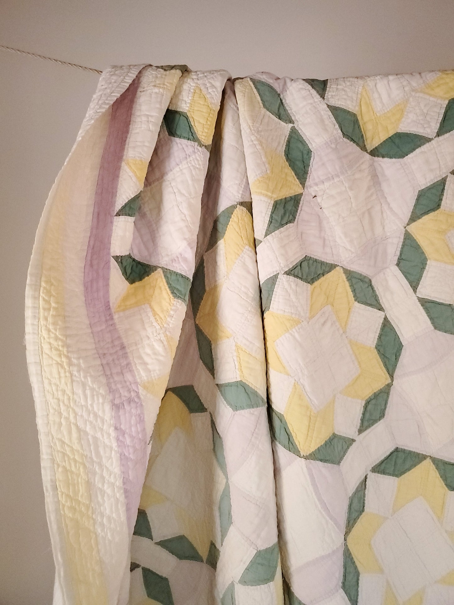 Lavender Yellow Vintage Quilt