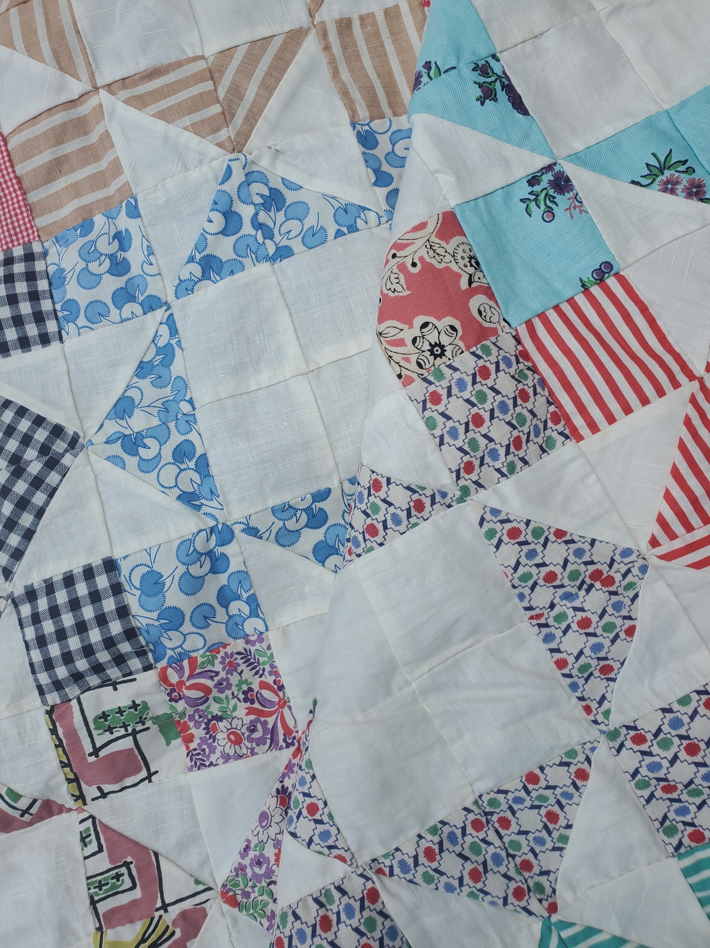 Hand Pieced Vintage Quilt Top, ca 1950