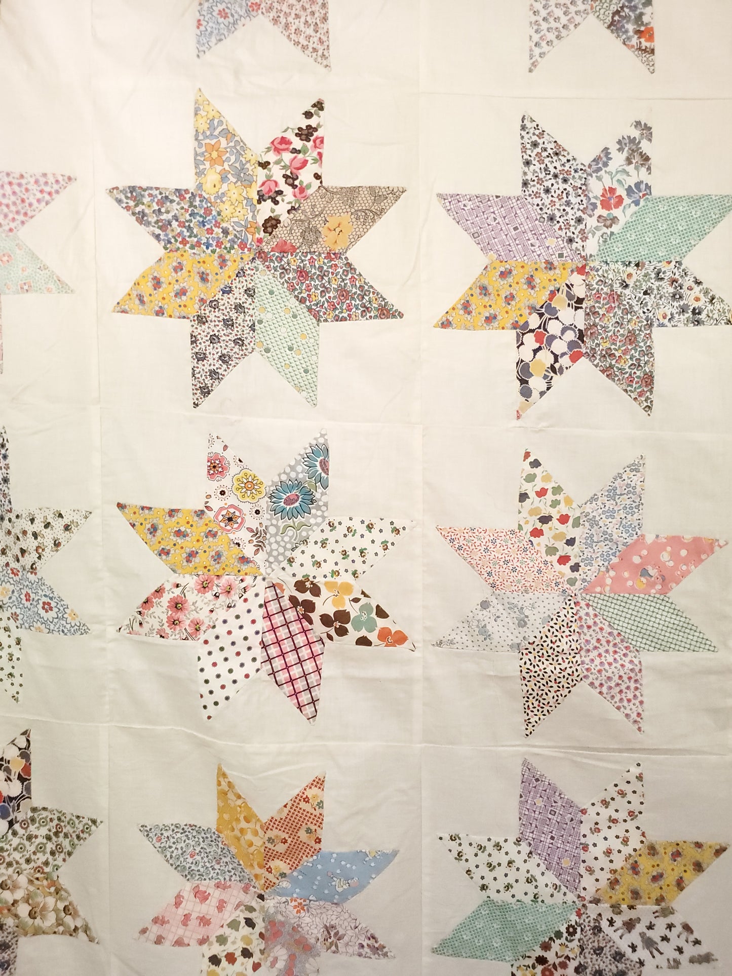 Perfect Vintage 8 Point Star Quilt Top