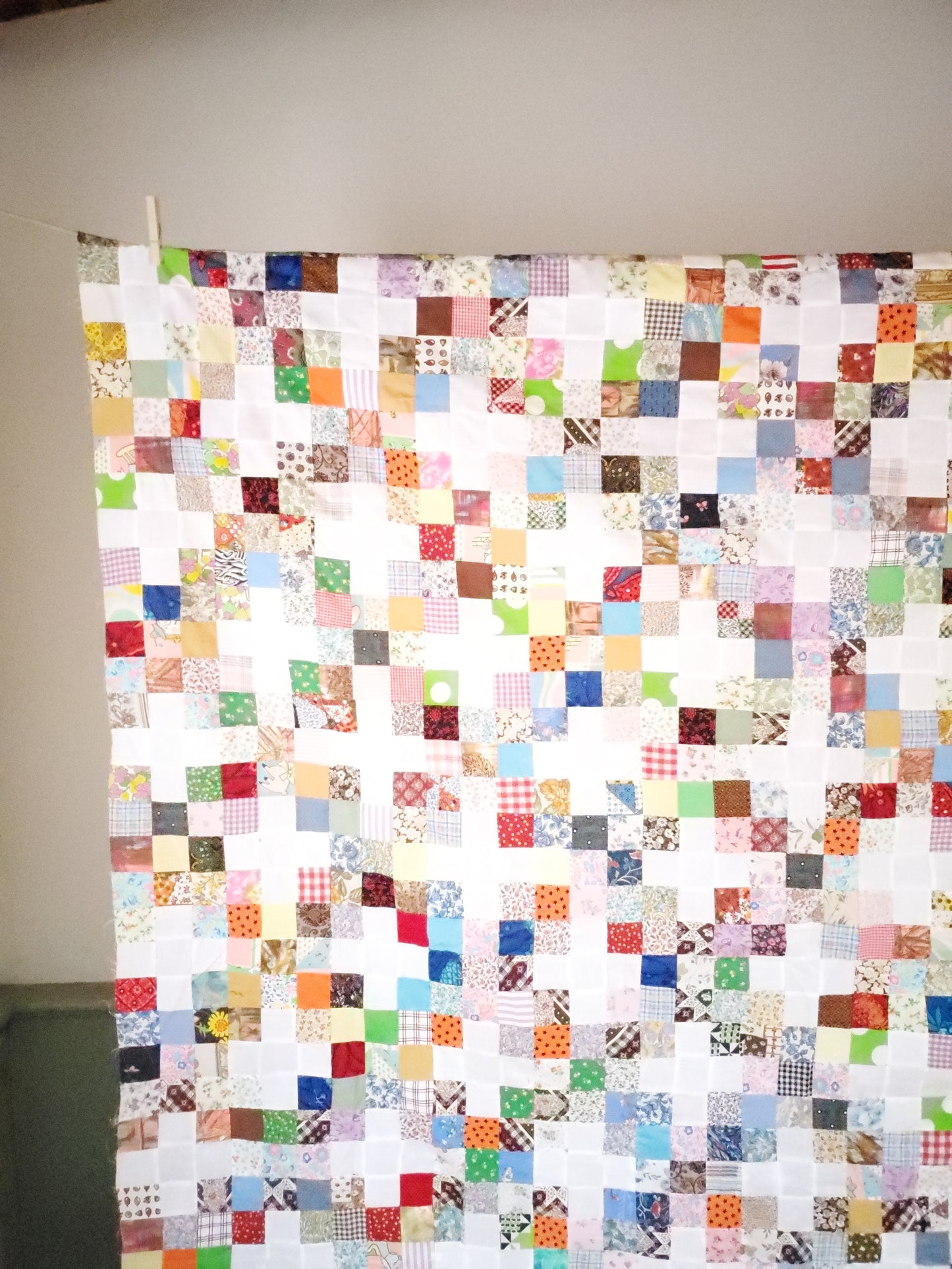 Vintage Postage Stamp Quilt Top, ca 1990s