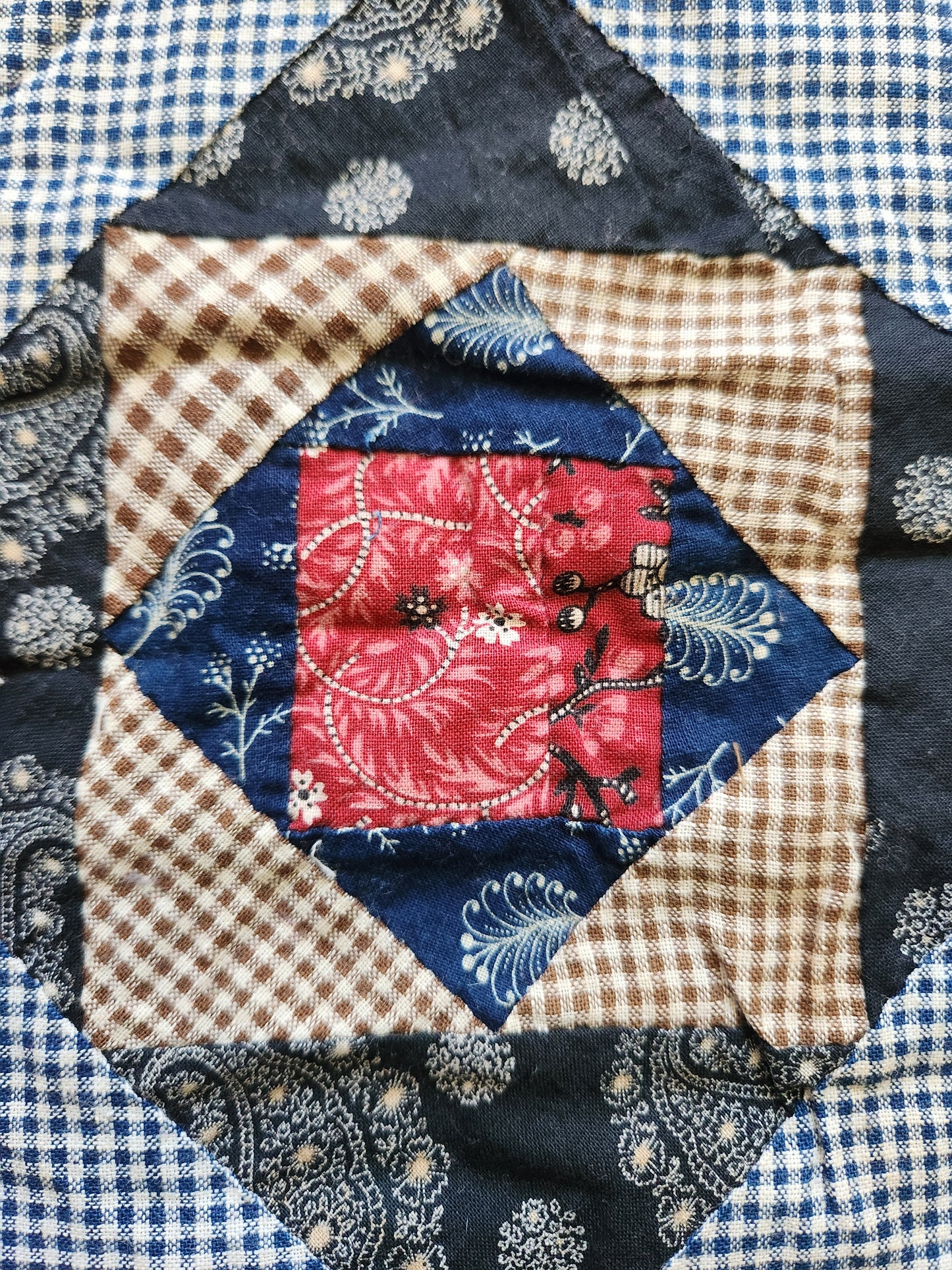 Antique Square in a Square Quilt Top c1890