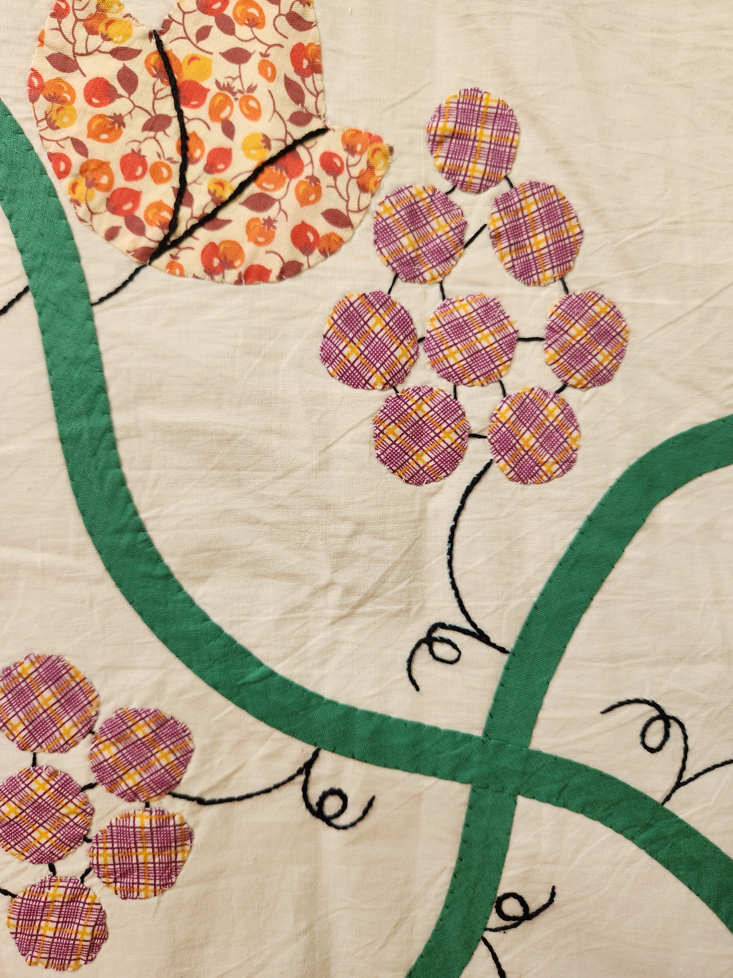 Vintage Hand Stitched Album Coverlet c1950 (A)