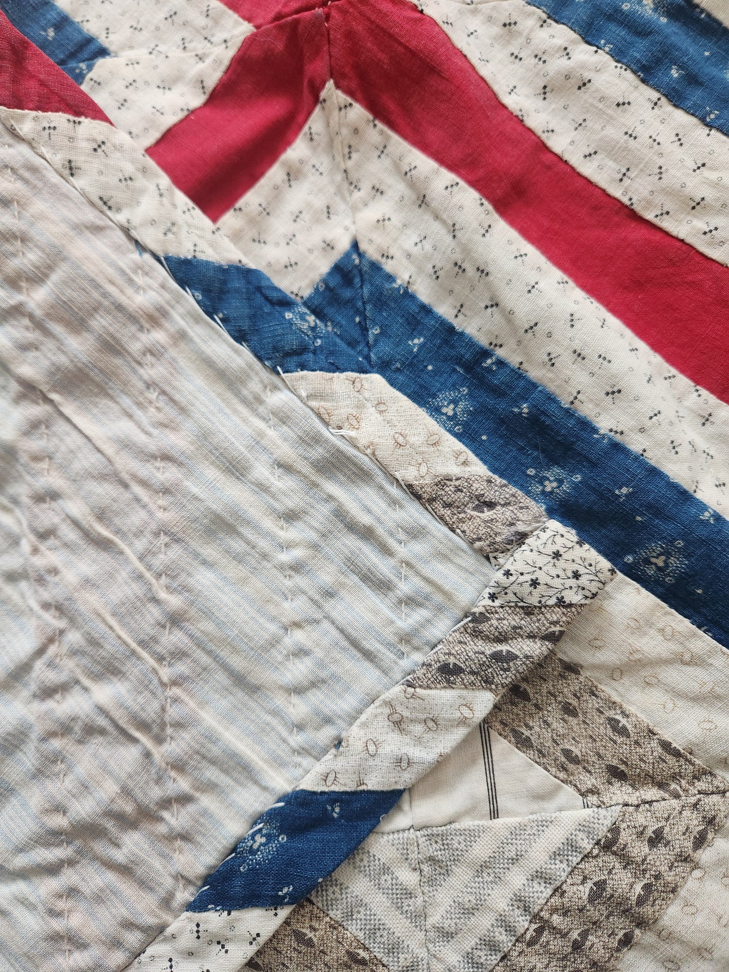 Red White & Blue Patchwork Coverlet c1900