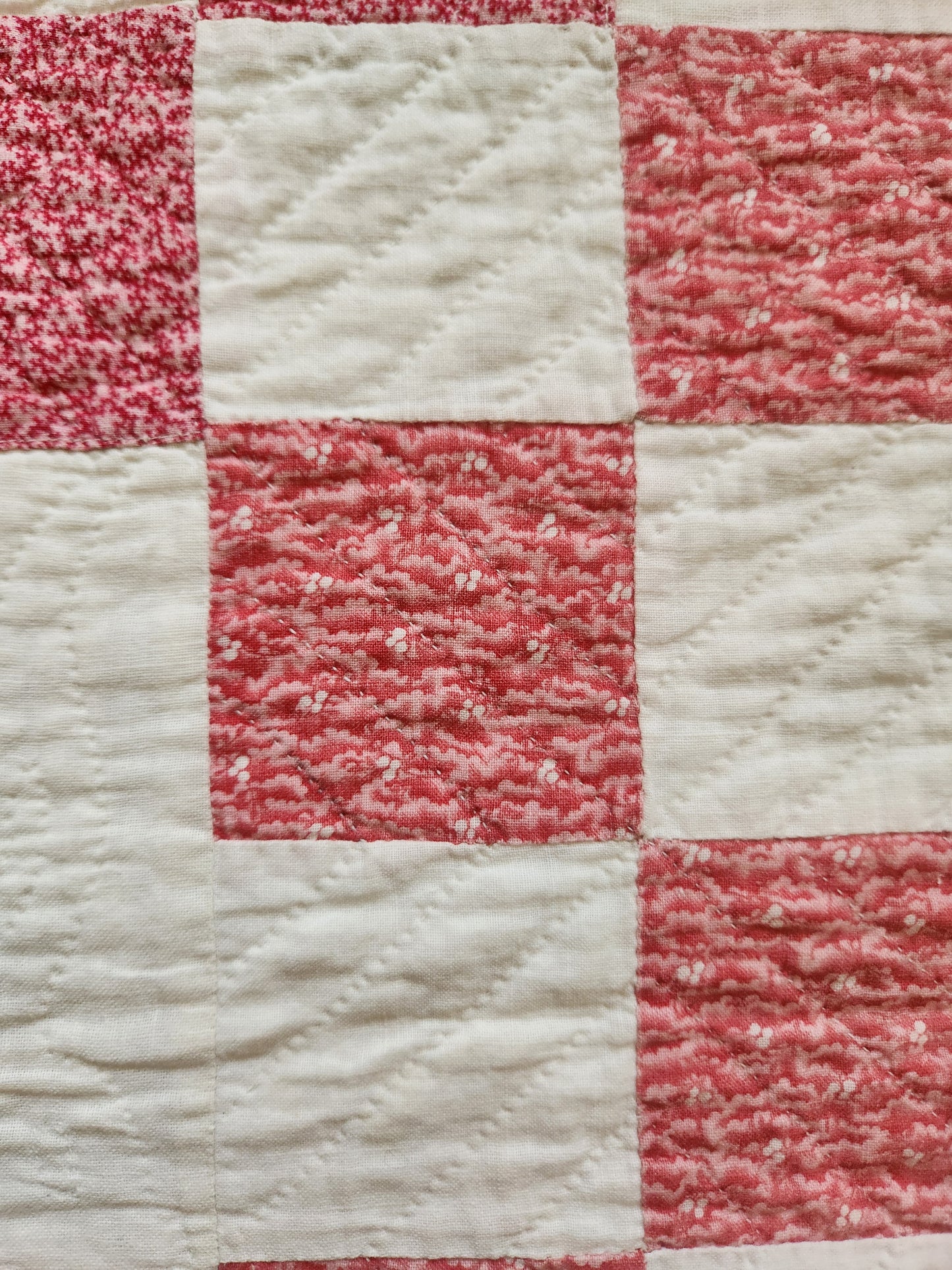 Antique Pink & White Irish Chain Quilt