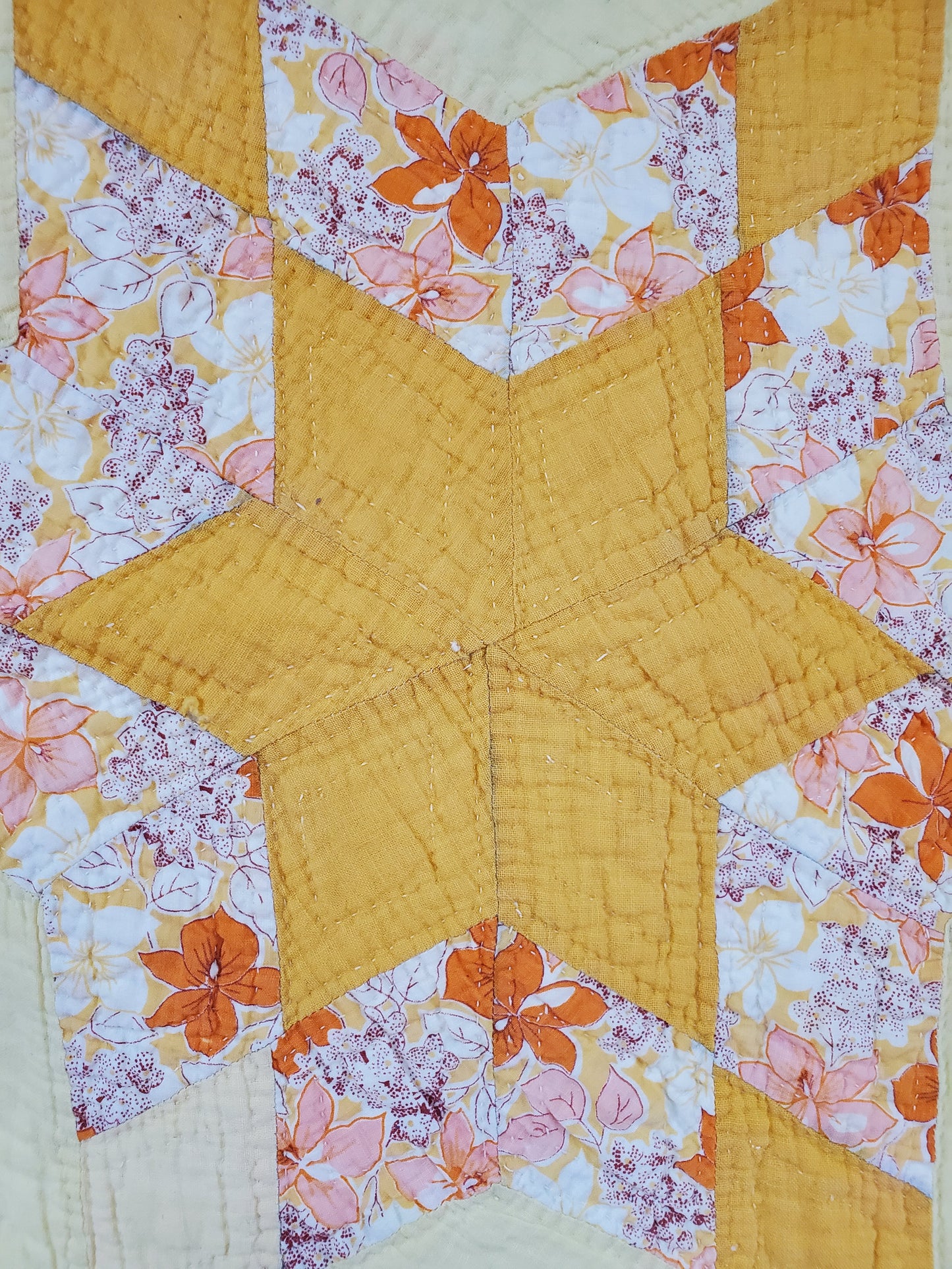 Feed Sack Star Vintage Quilt, ca 1930