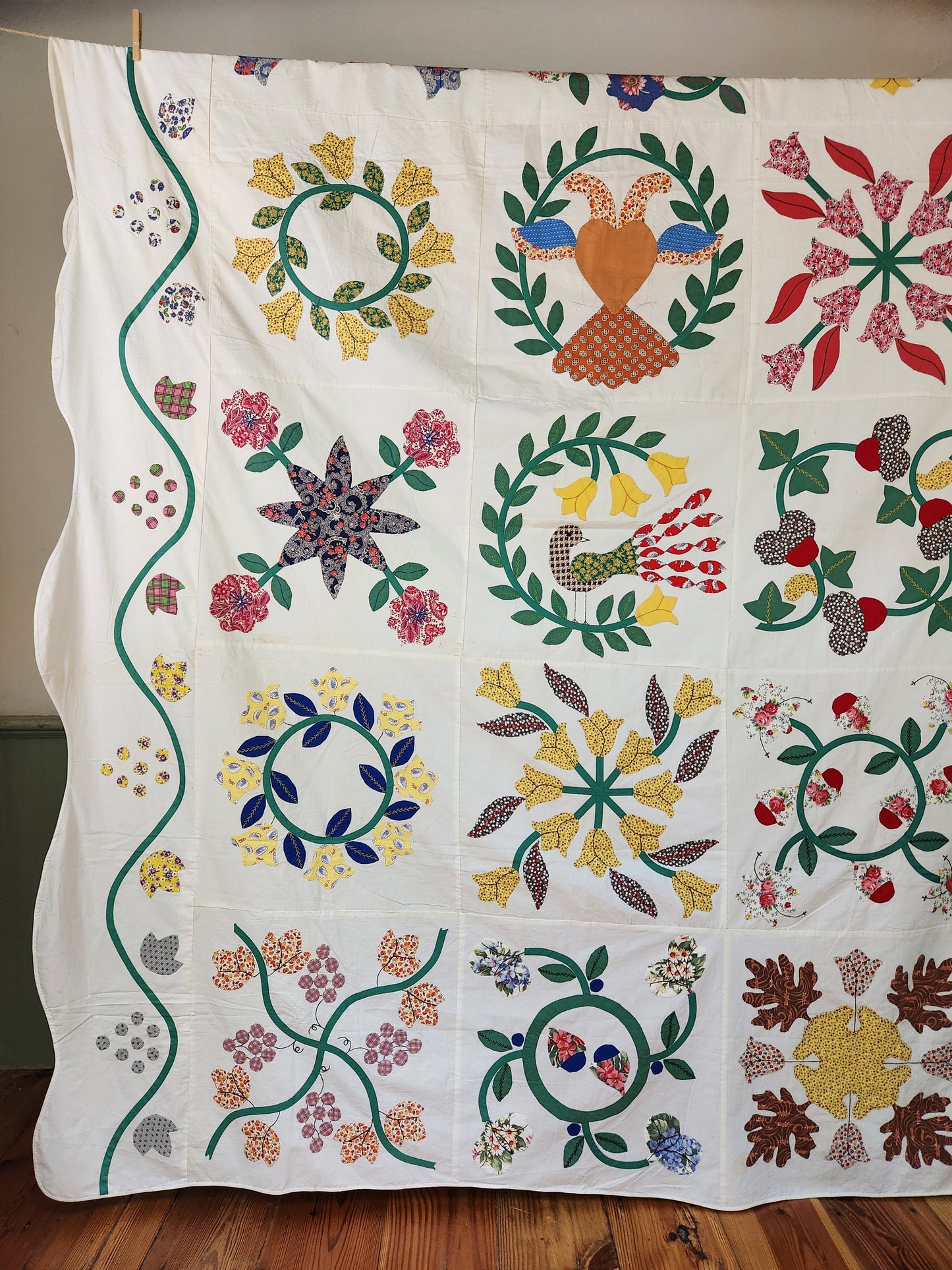 Vintage Hand Stitched Album Coverlet c1950 (A)