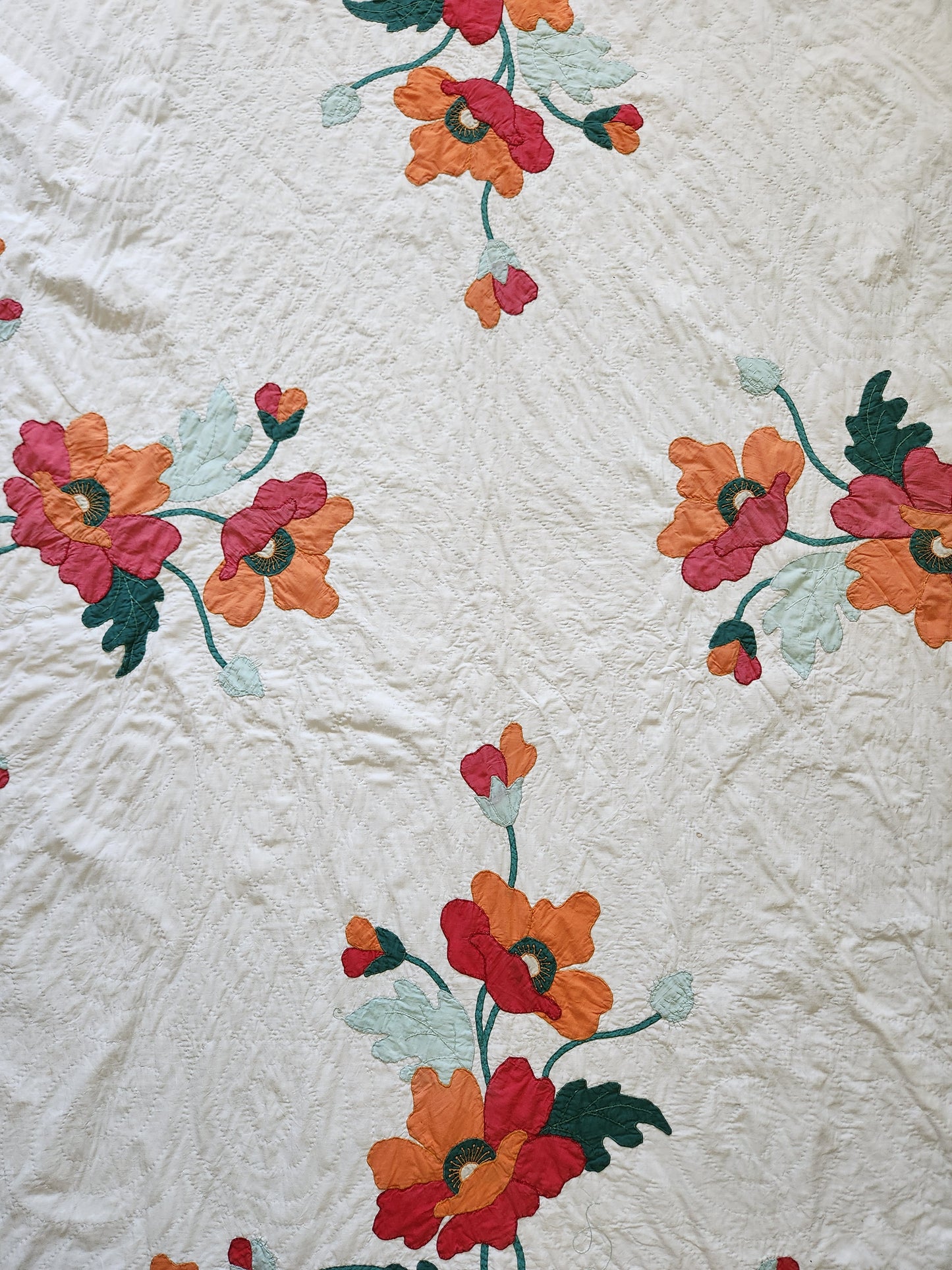 Vintage Poppy Applique Quilt