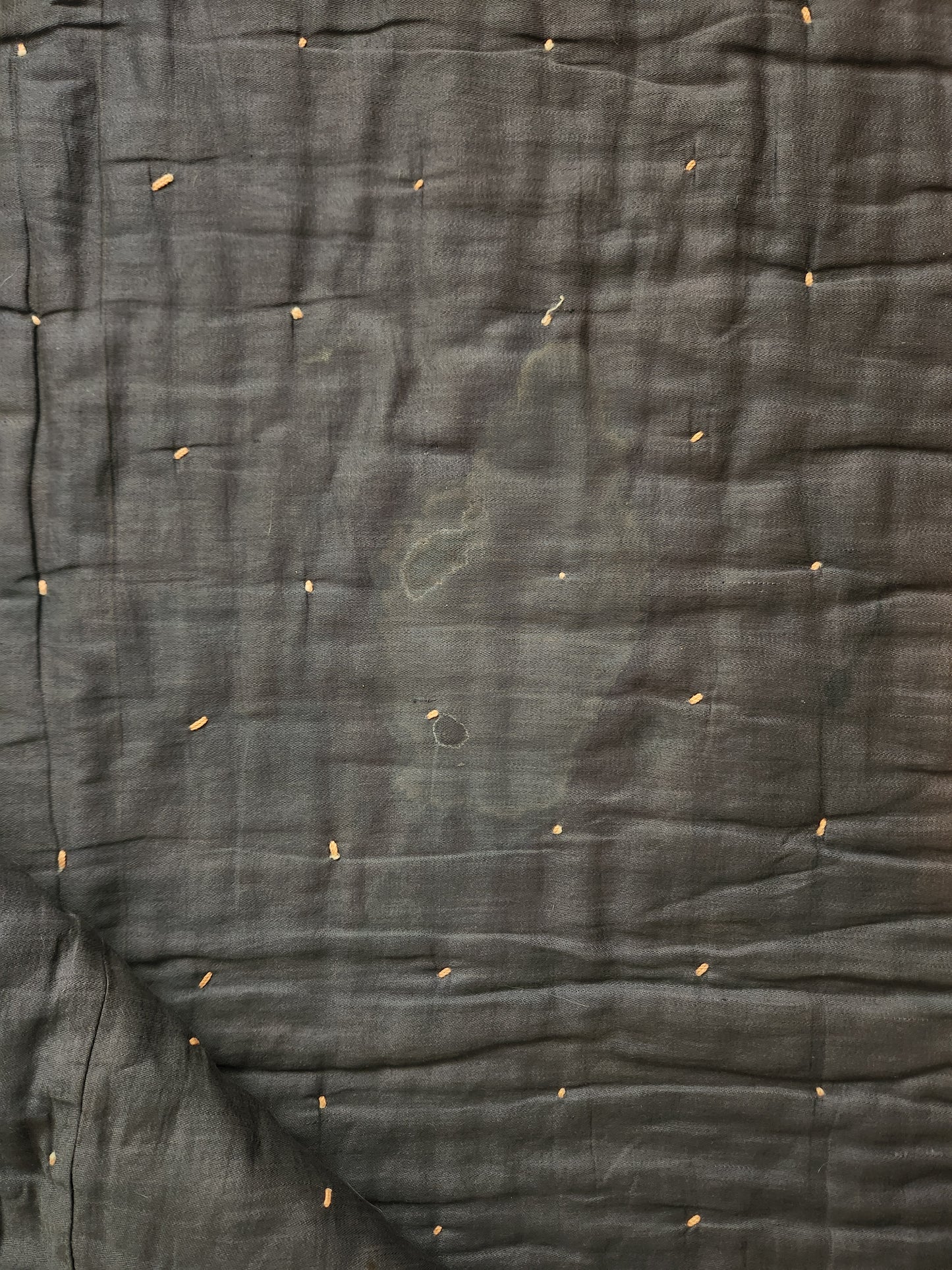 Antique Hand Tied Indigo Blue Patchwork Comforter Quilt