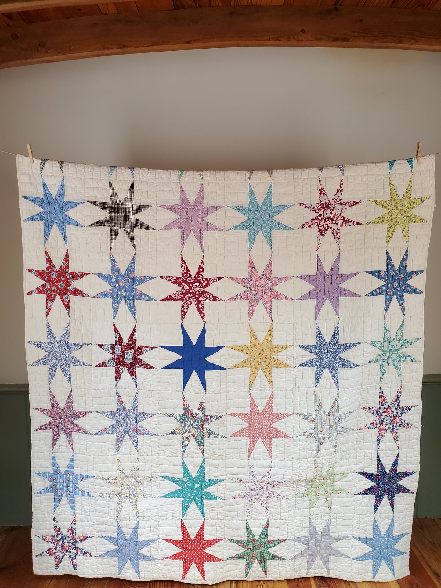 Vintage Sack Star Quilt, ca 1950