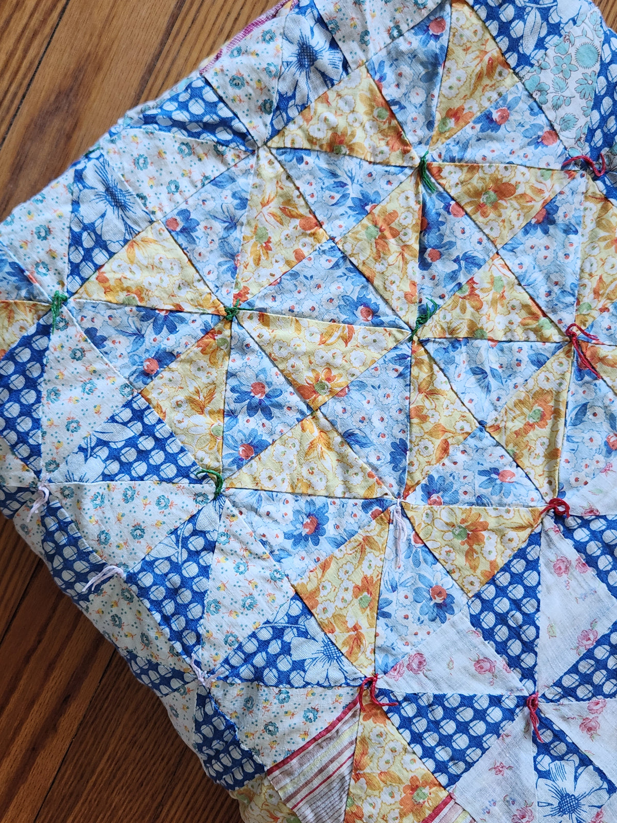 Hand Tied Double Sided Patchwork Quilt c1940