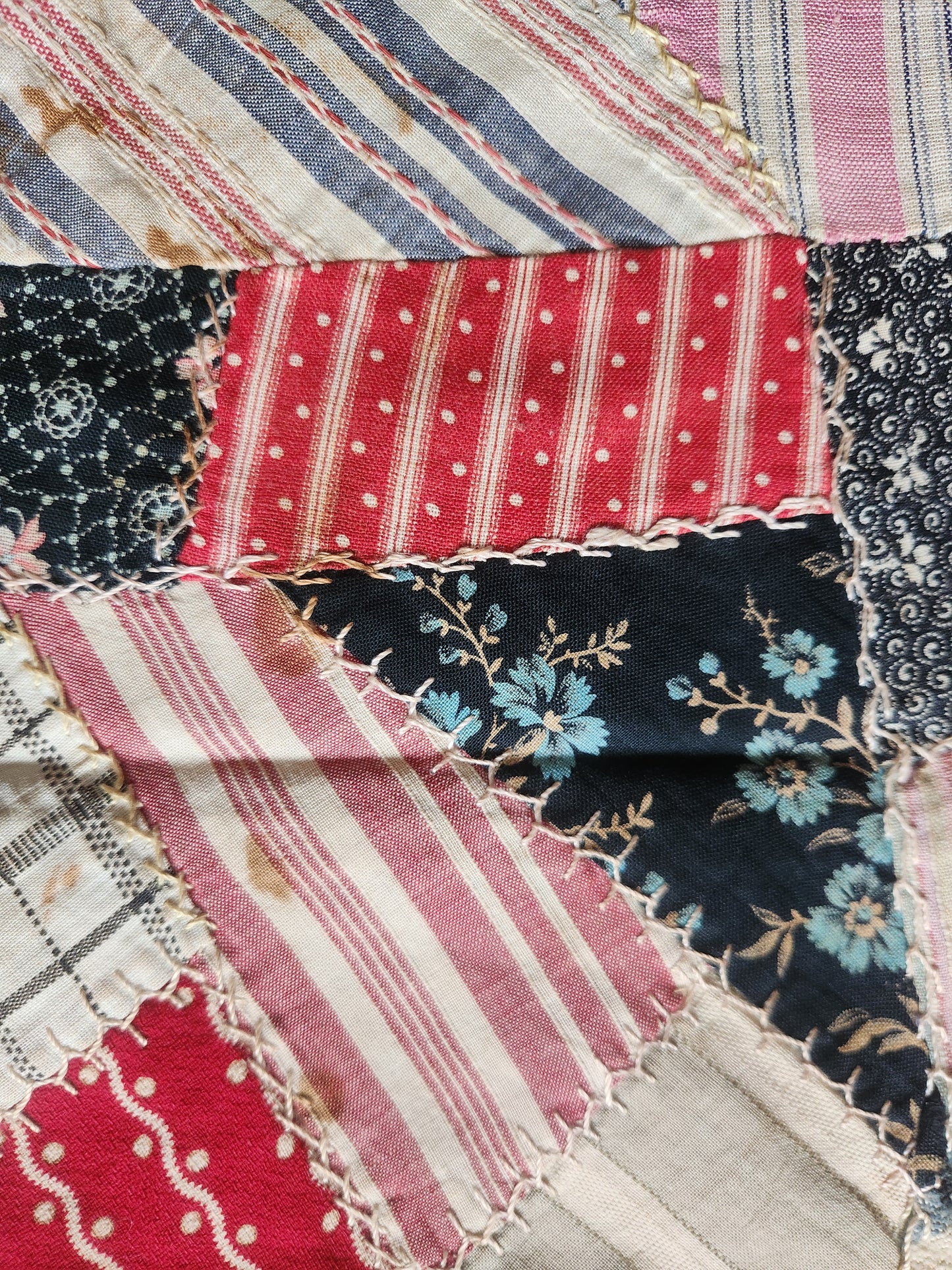 Antique Cotton Crazy Quilt c1890