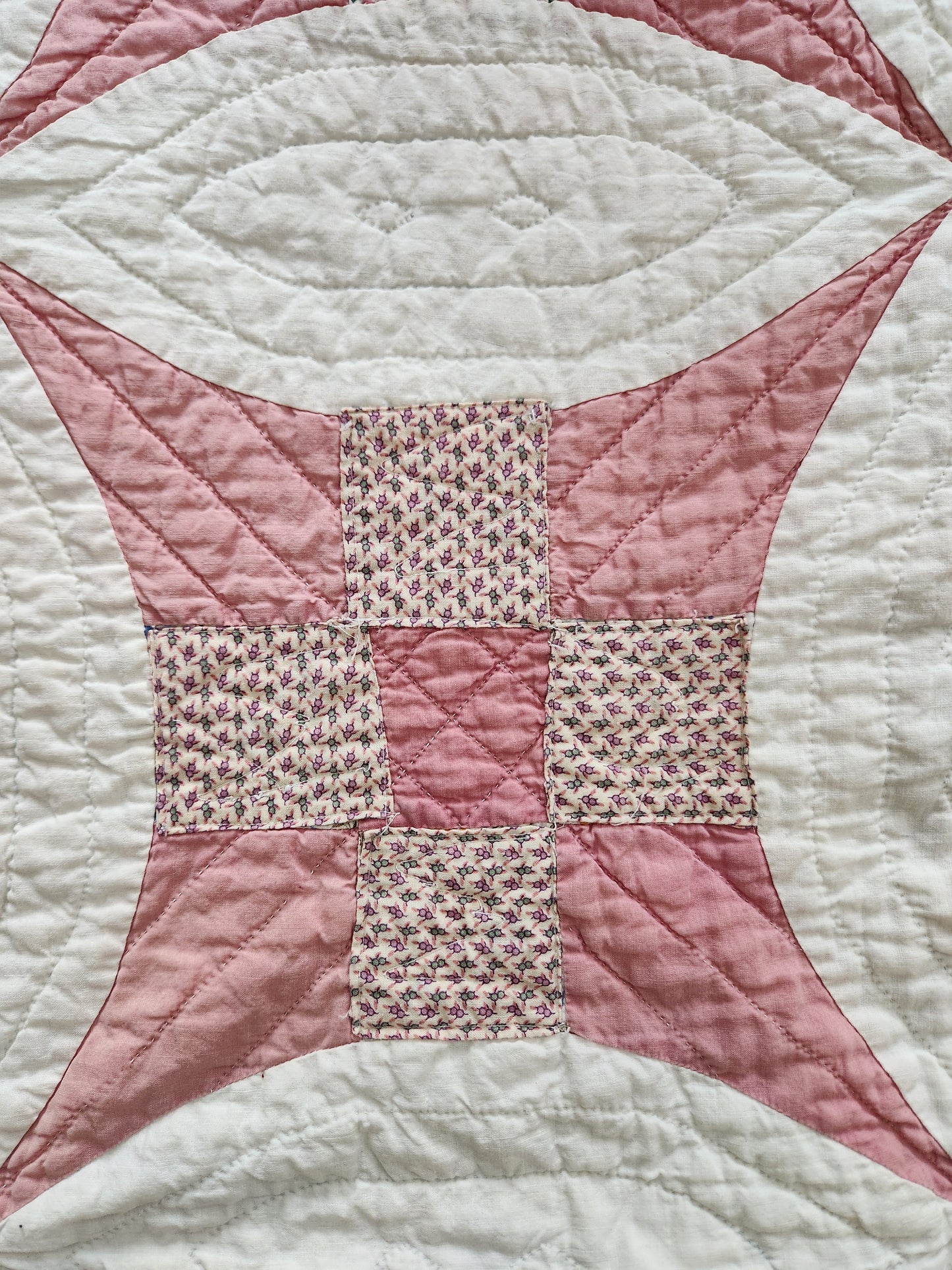 Vintage Pink Improved Nine Patch Quilt 1940