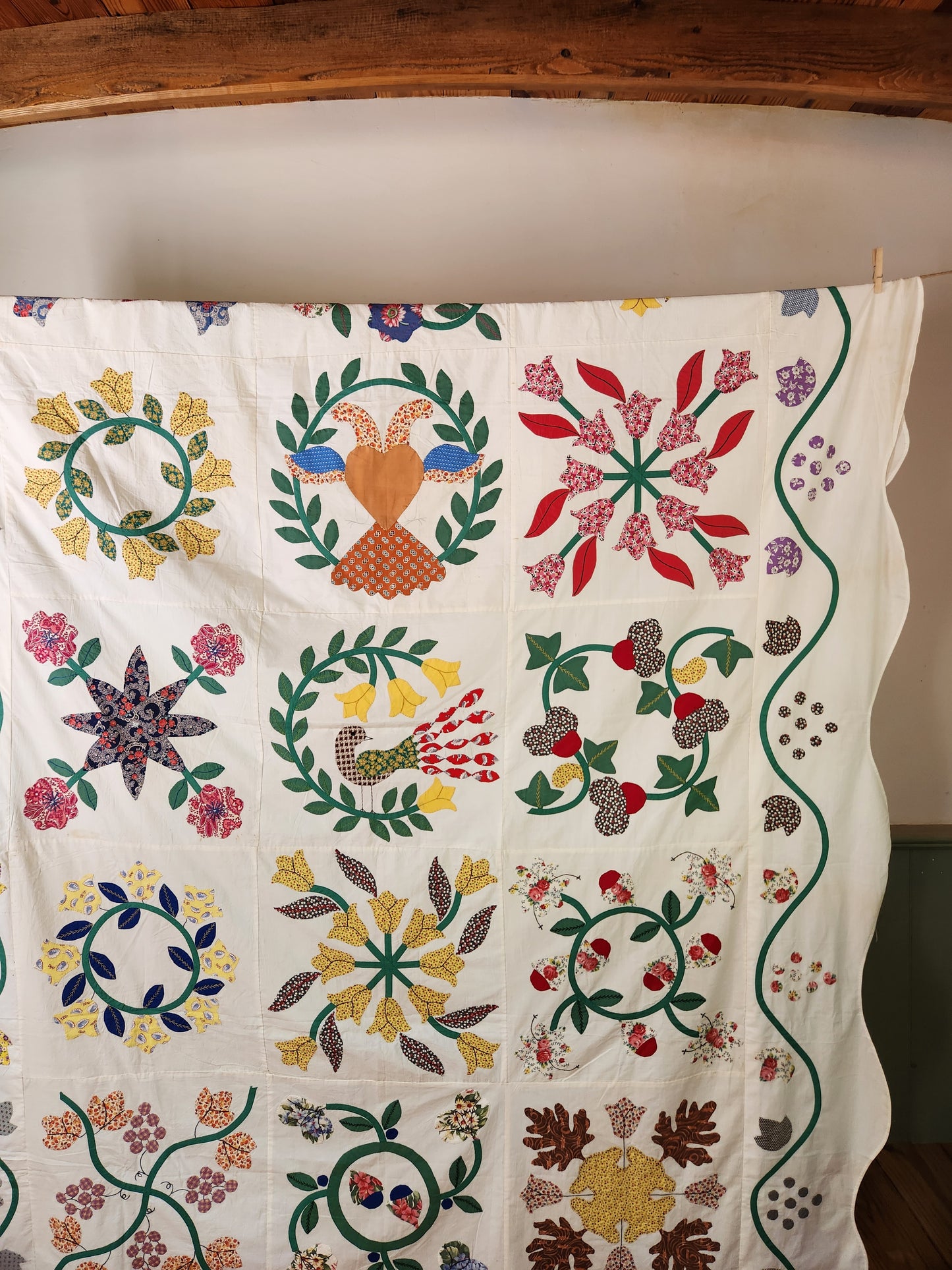 Vintage Hand Stitched Album Coverlet c1950 (A)