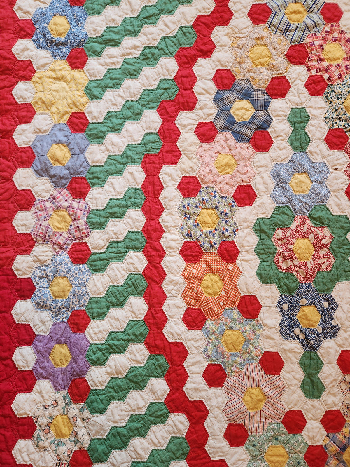 Vintage Hexagon Medallion Quilt