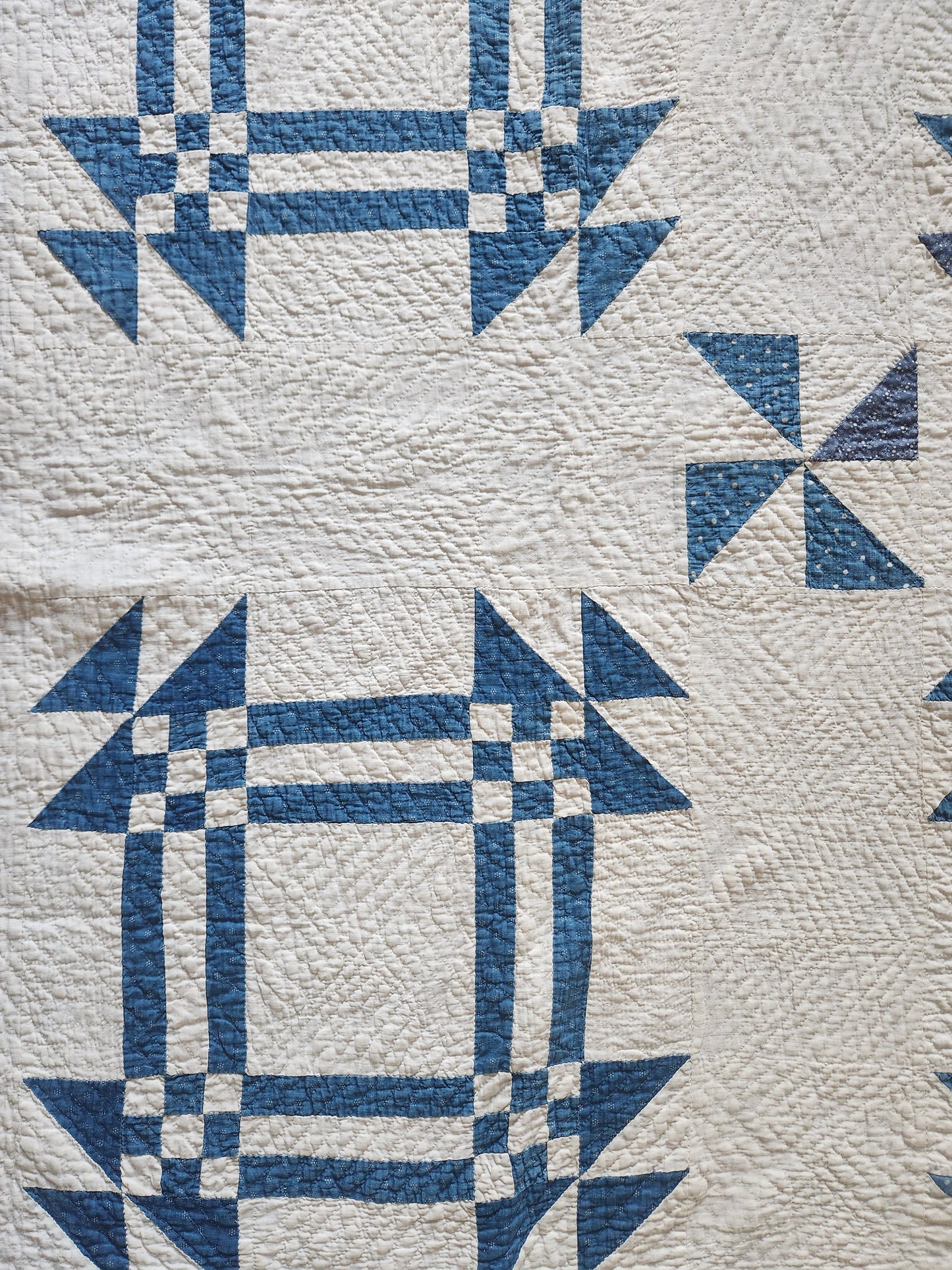 Antique Blue & White Missouri Puzzle Quilt