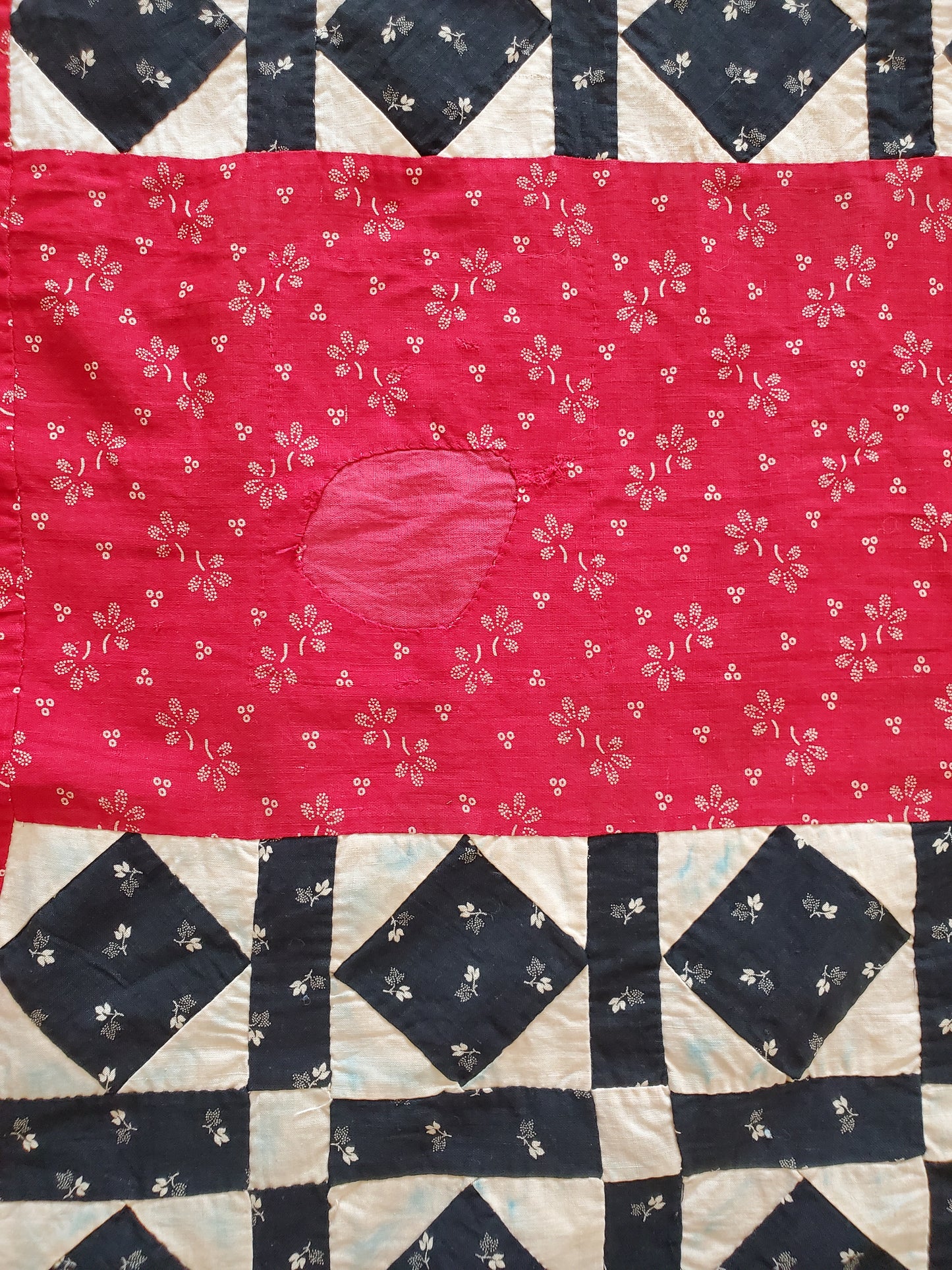 Red White & Blue Antique Quilt Top, ca 1900