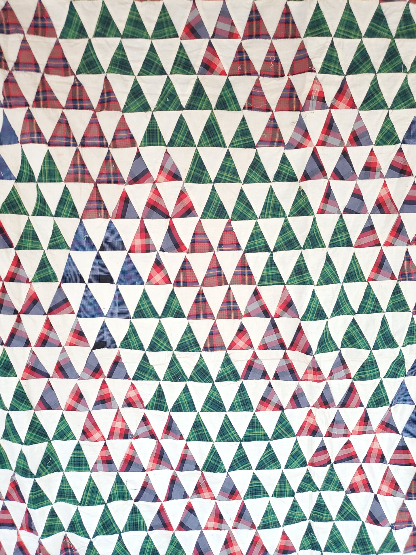 Vintage Plaid Triangle Quilt Top