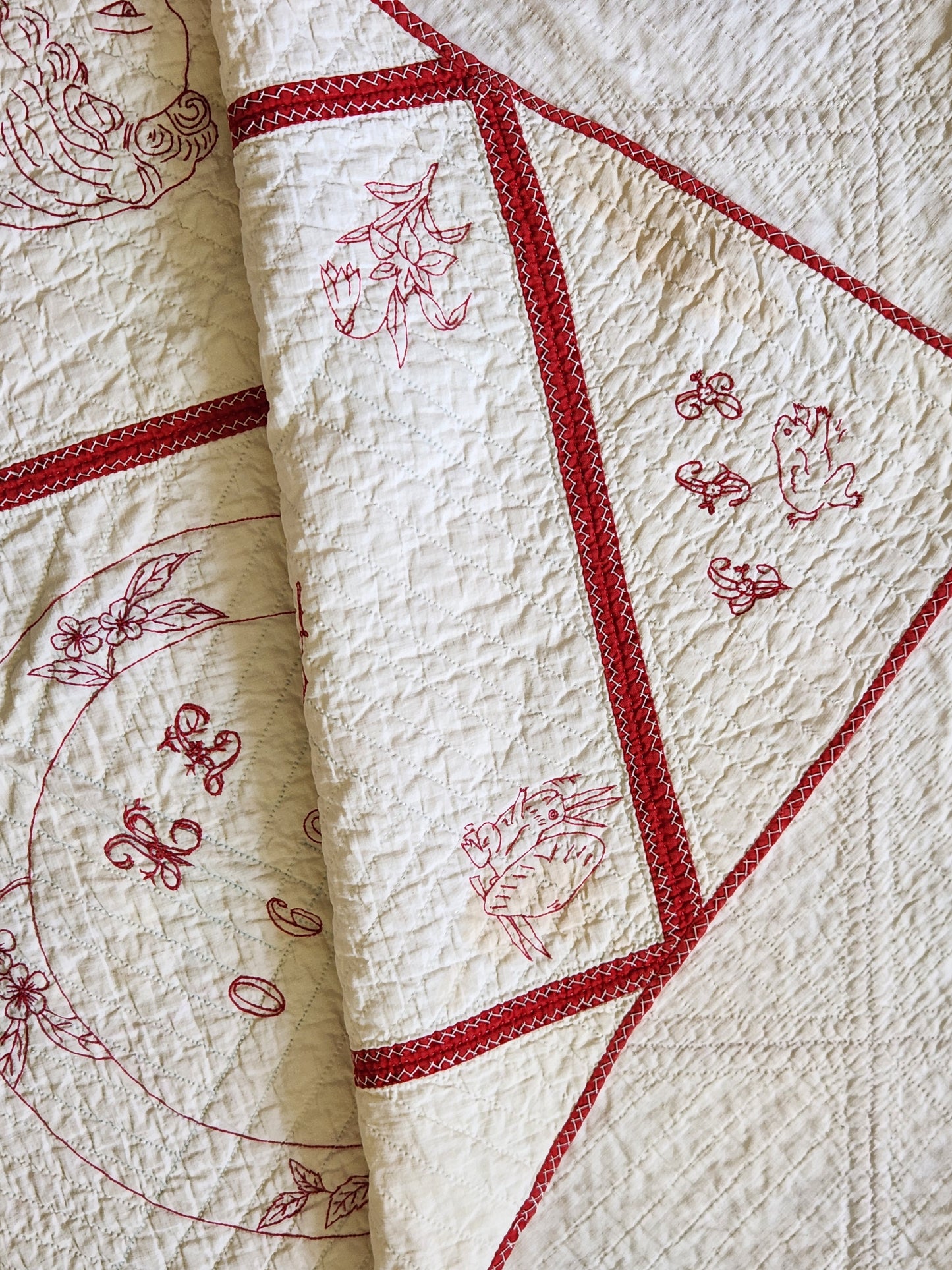 Antique Redwork Quilt, 1890