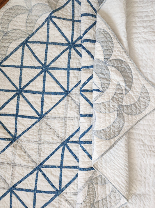 19th Century Blue and White Antique Quilt