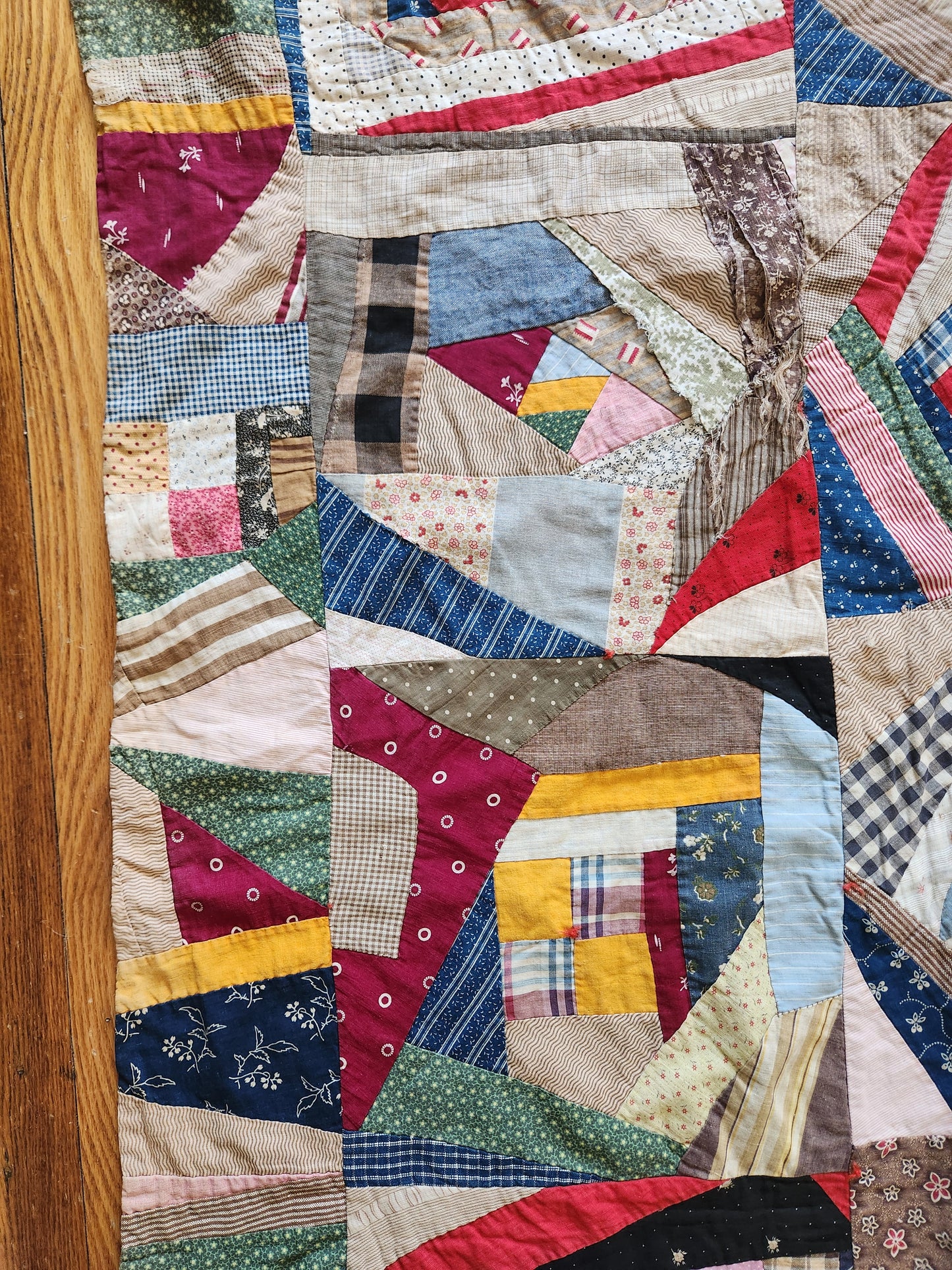 Antique Unfinished Foundation Pieced Quilt Top c1900