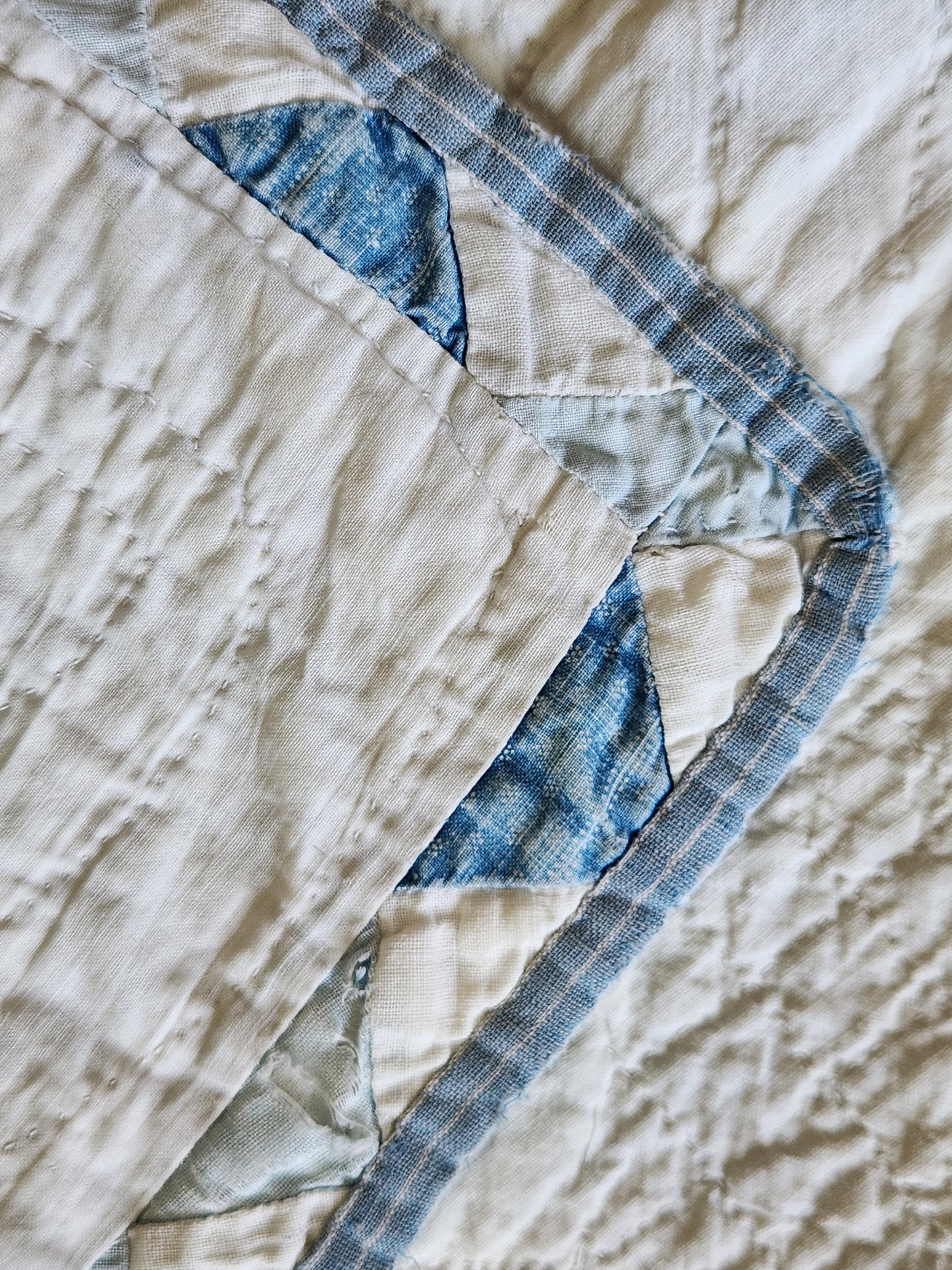 Well-Loved Antique Ocean Waves Quilt c1900