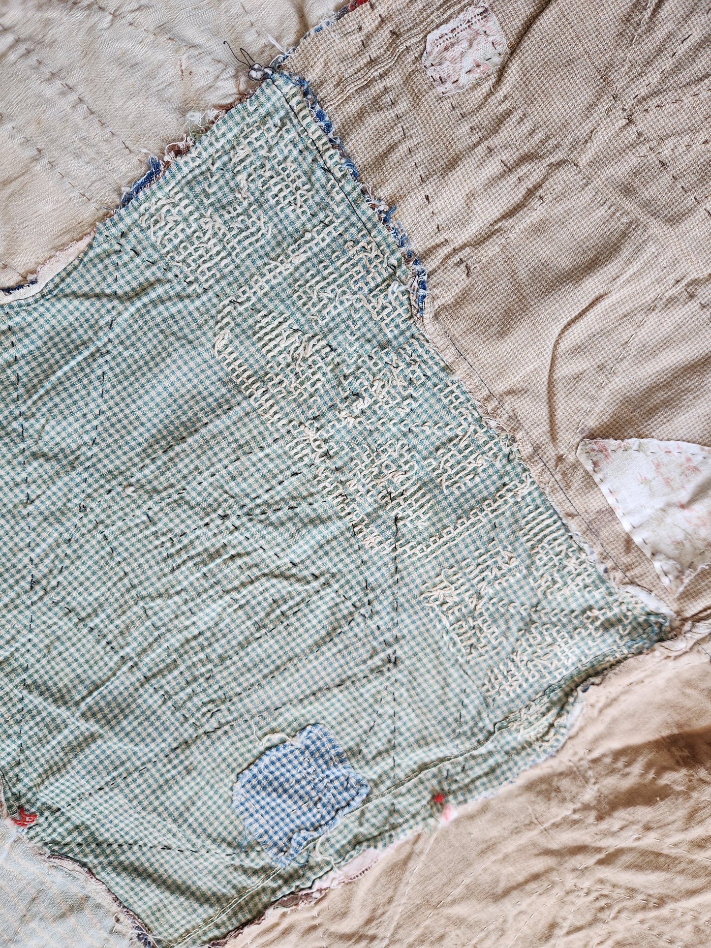 Antique Unfinished Foundation Pieced Quilt Top c1900