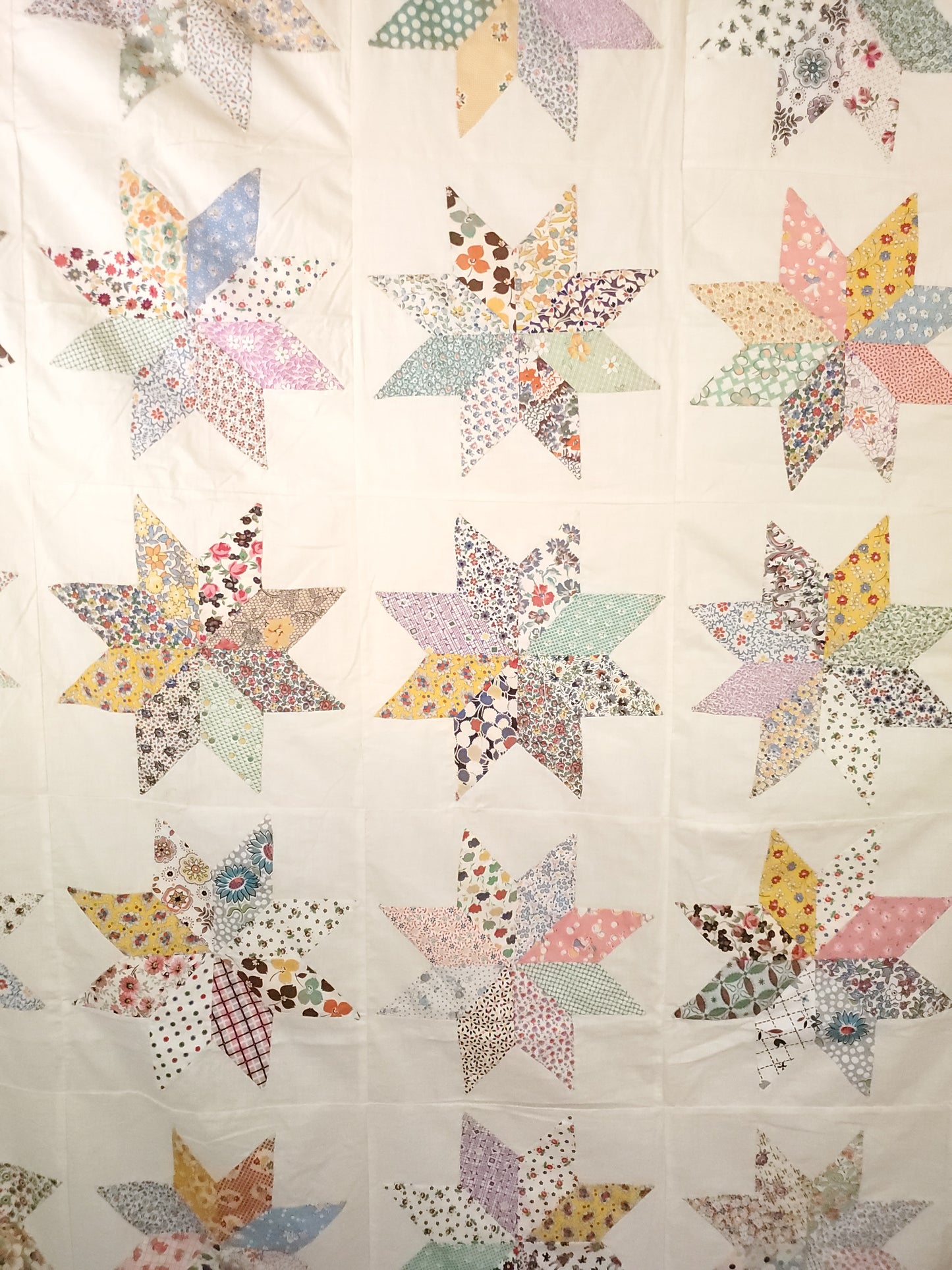 Perfect Vintage 8 Point Star Quilt Top