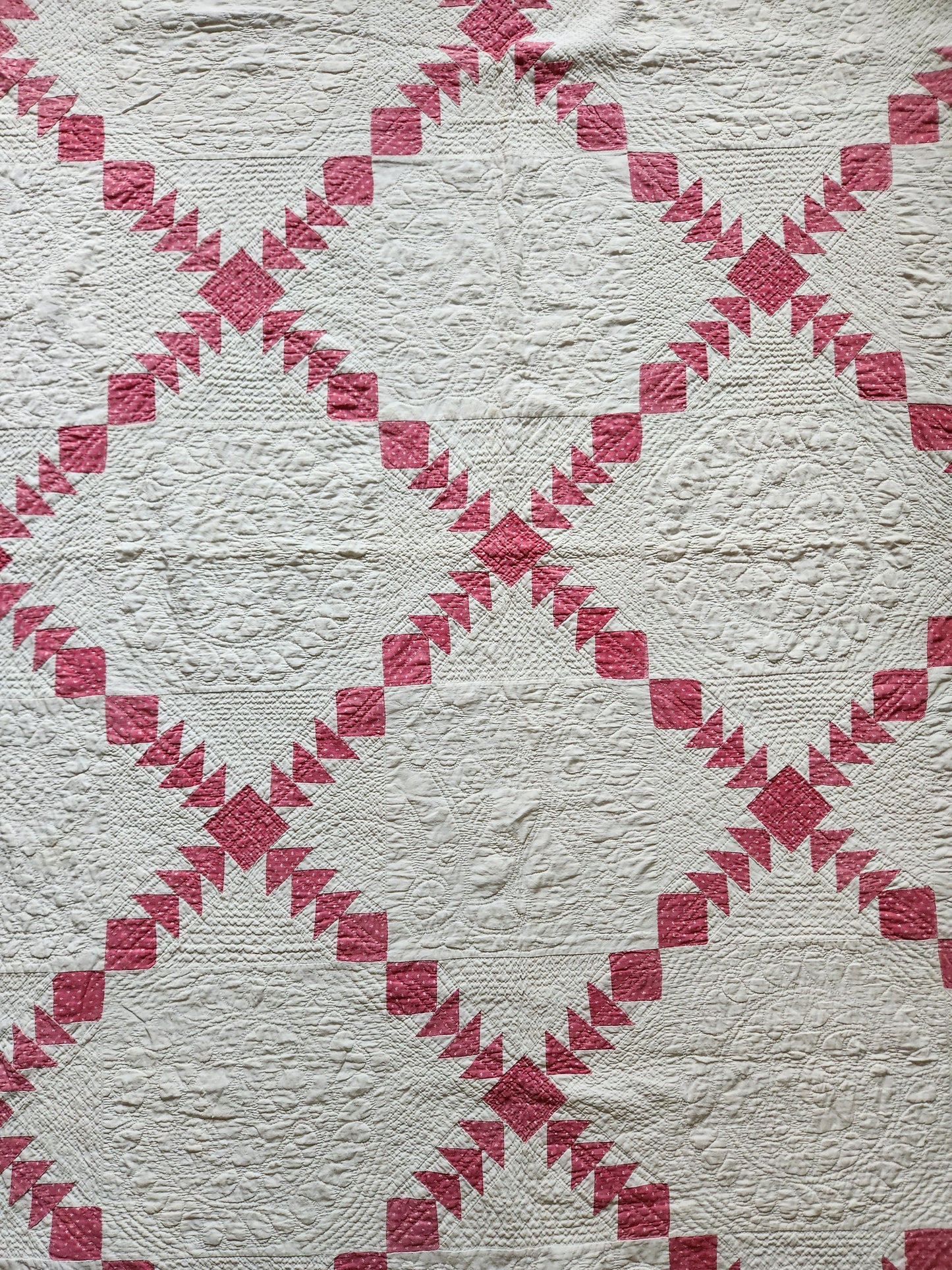 Antique Pink & White Flying Geese Quilt