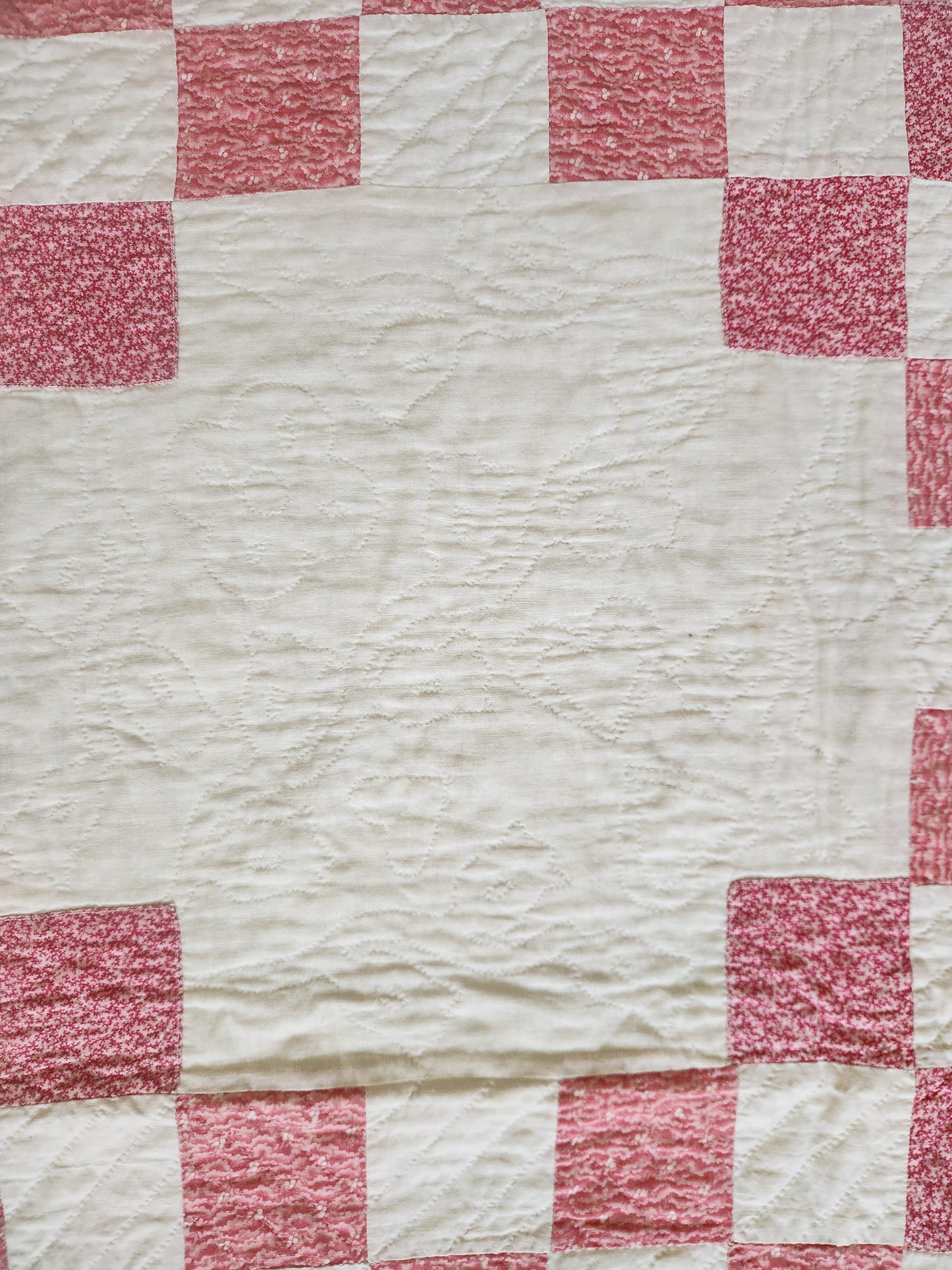 Antique Pink & White Irish Chain Quilt
