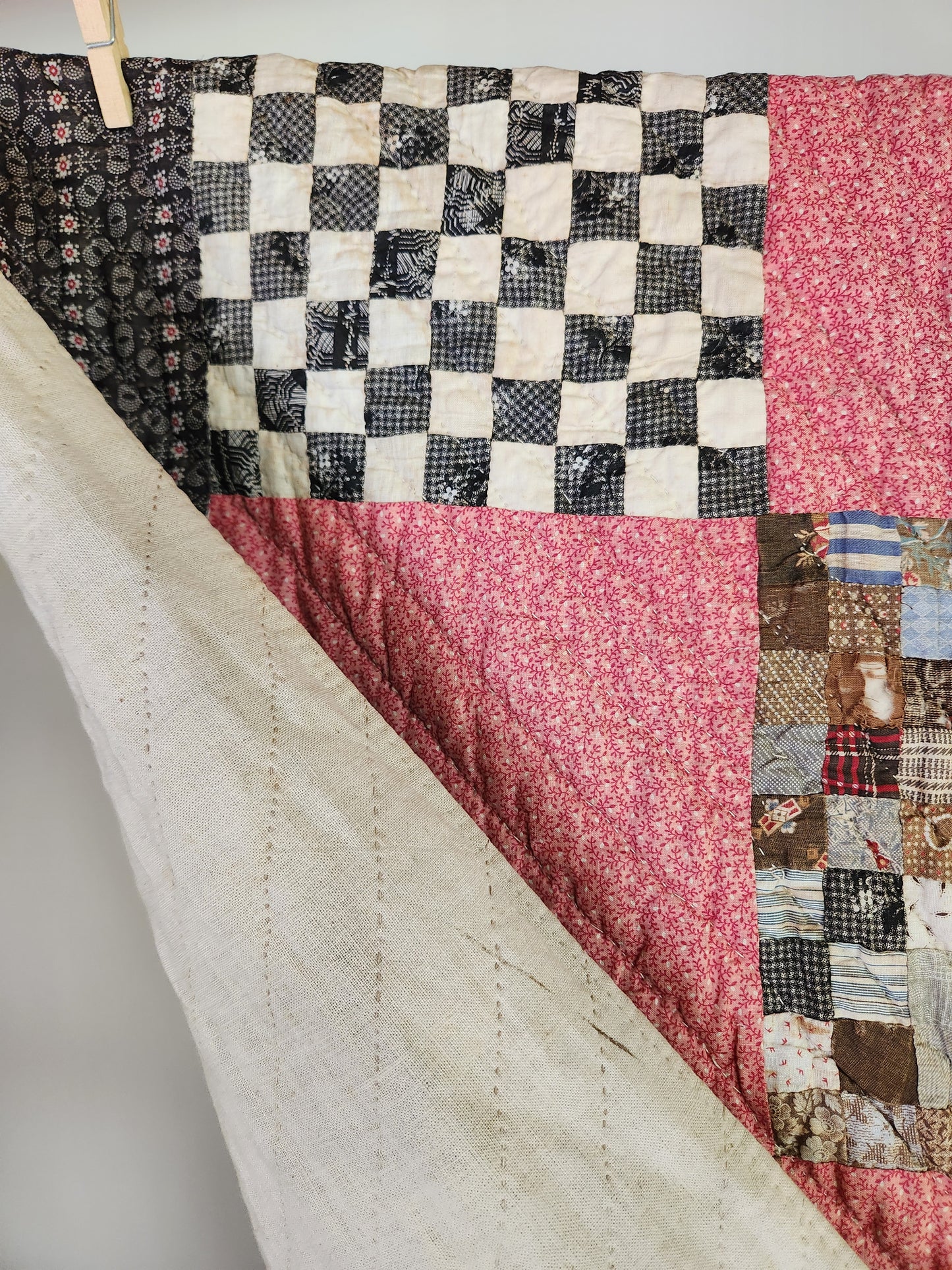 Inscribed Antique Postage Stamp Quilt c1911