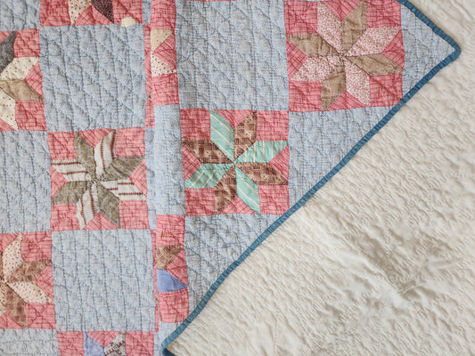 Antique Eight Point Star Patchwork Quilt c1880