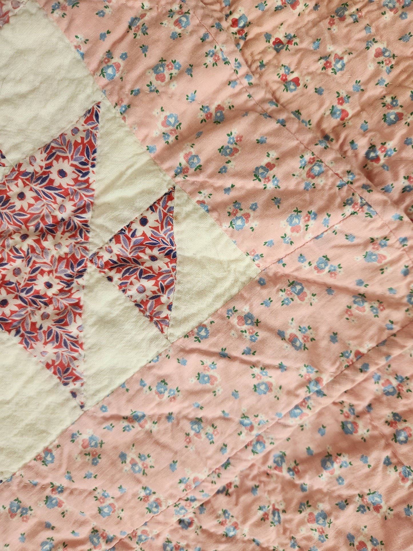 Vintage Feed Sack Patchwork Quilt c1940