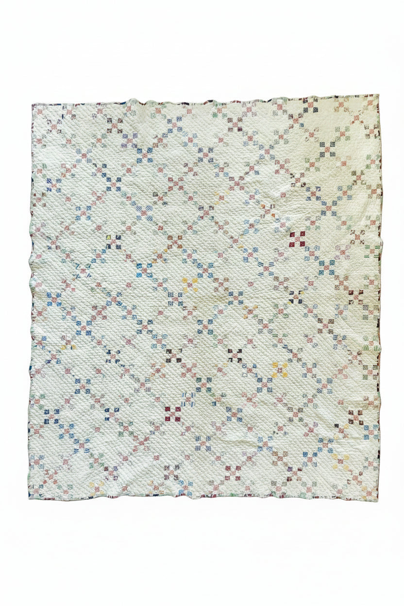 Vintage 9 Patch Variation Feed Sack Quilt