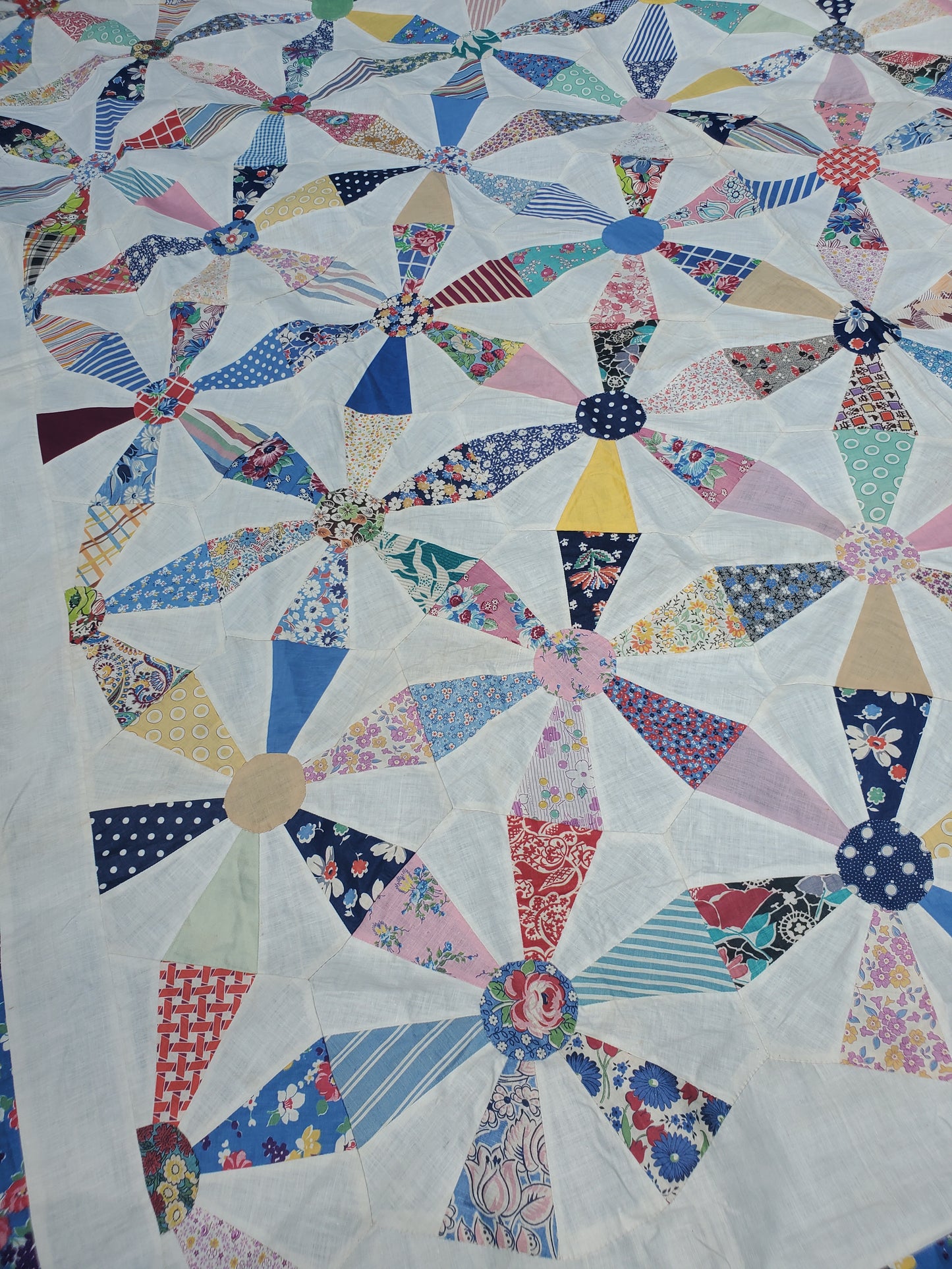 Vintage Feed Sack Quilt Top, ca 1950