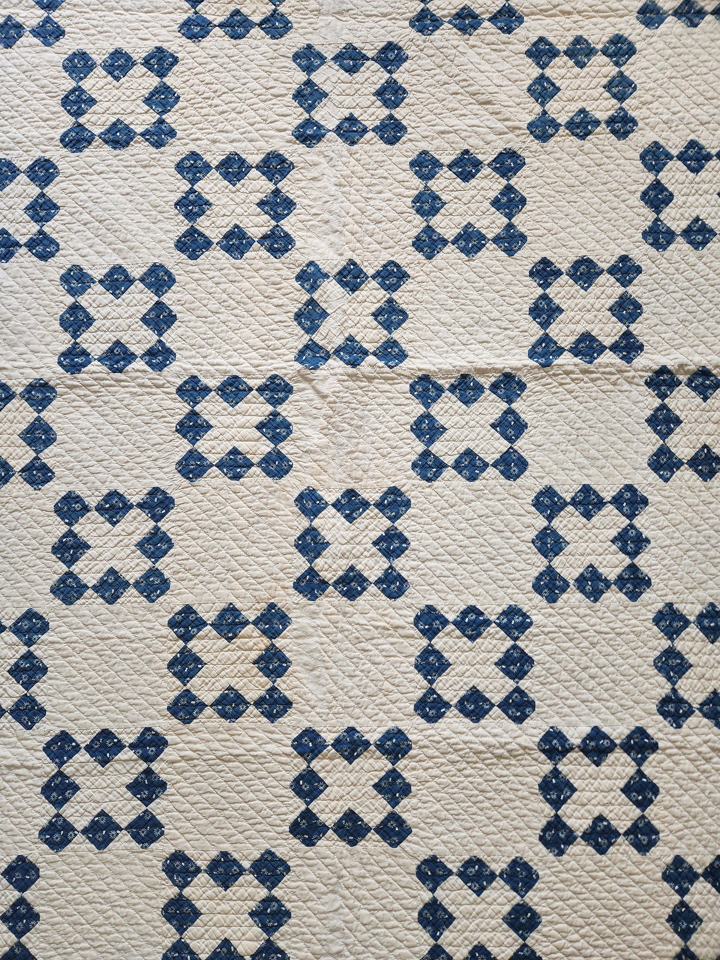 Antique 19th Century Indigo & White Patchwork Quilt