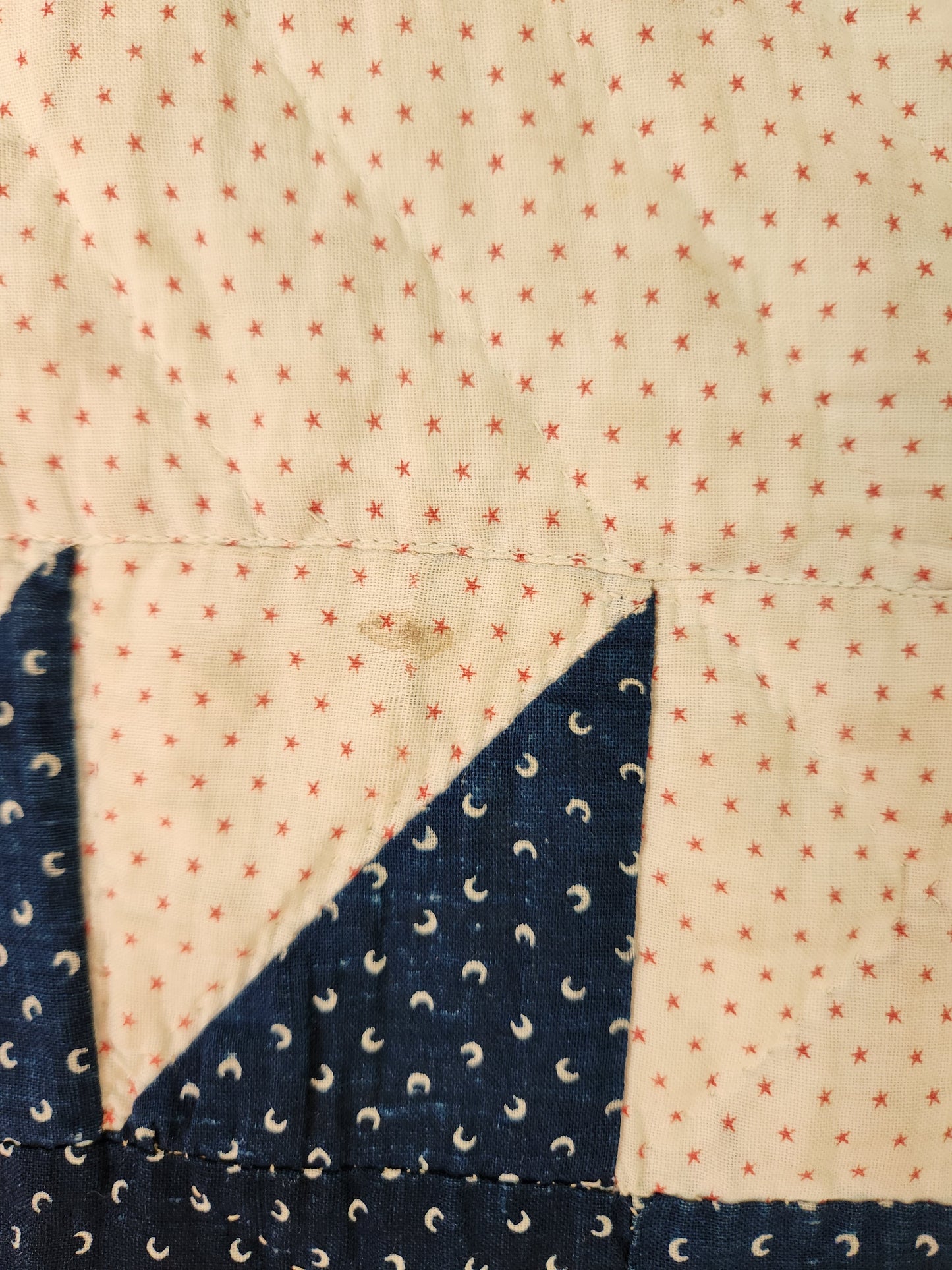 Antique Indigo and White Bear Paw Quilt c1900