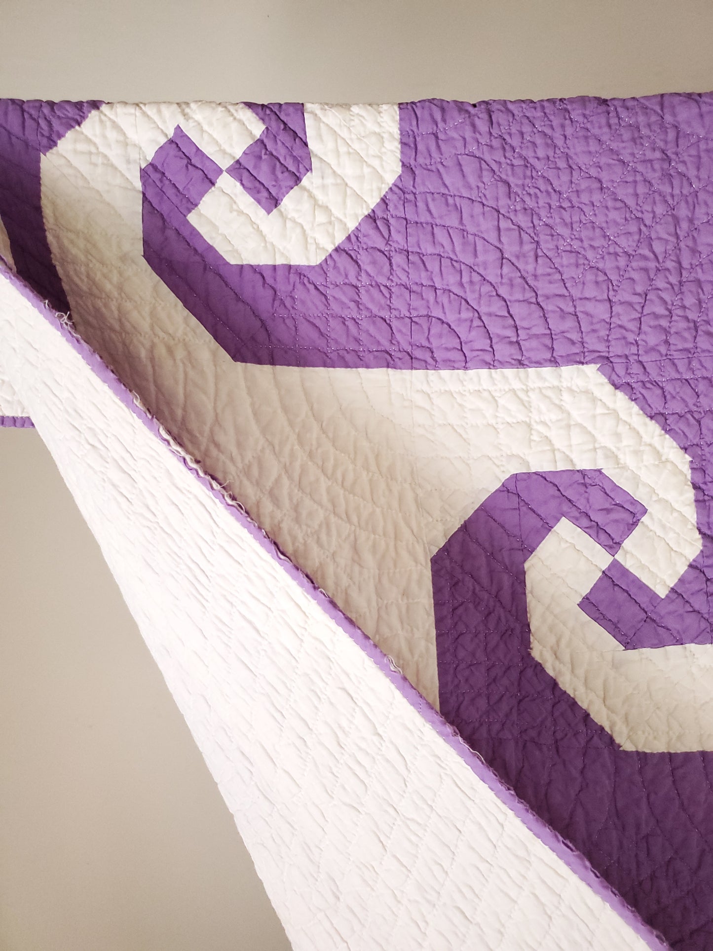 Purple and White Snail Trail Vintage Quilt