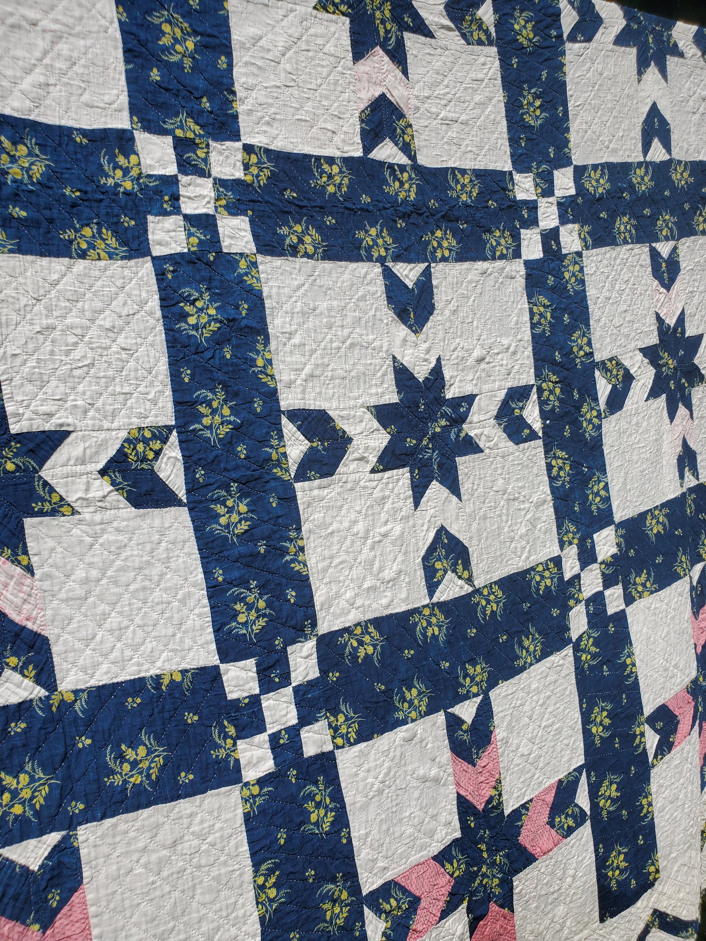 Lazy Daisy Indigo Antique Quilt