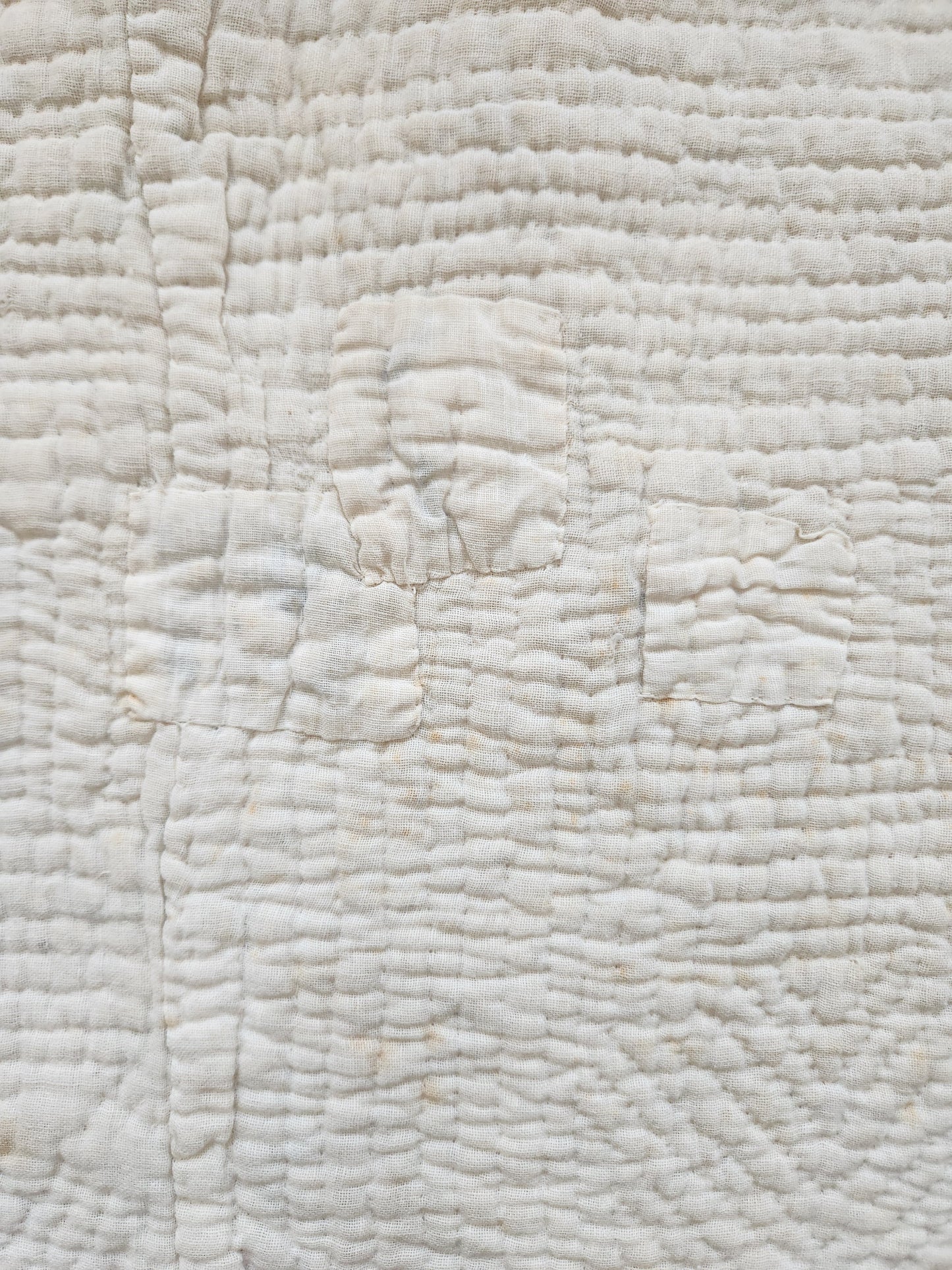 Antique Blue & White QAYG Schoolhouse Quilt c1900