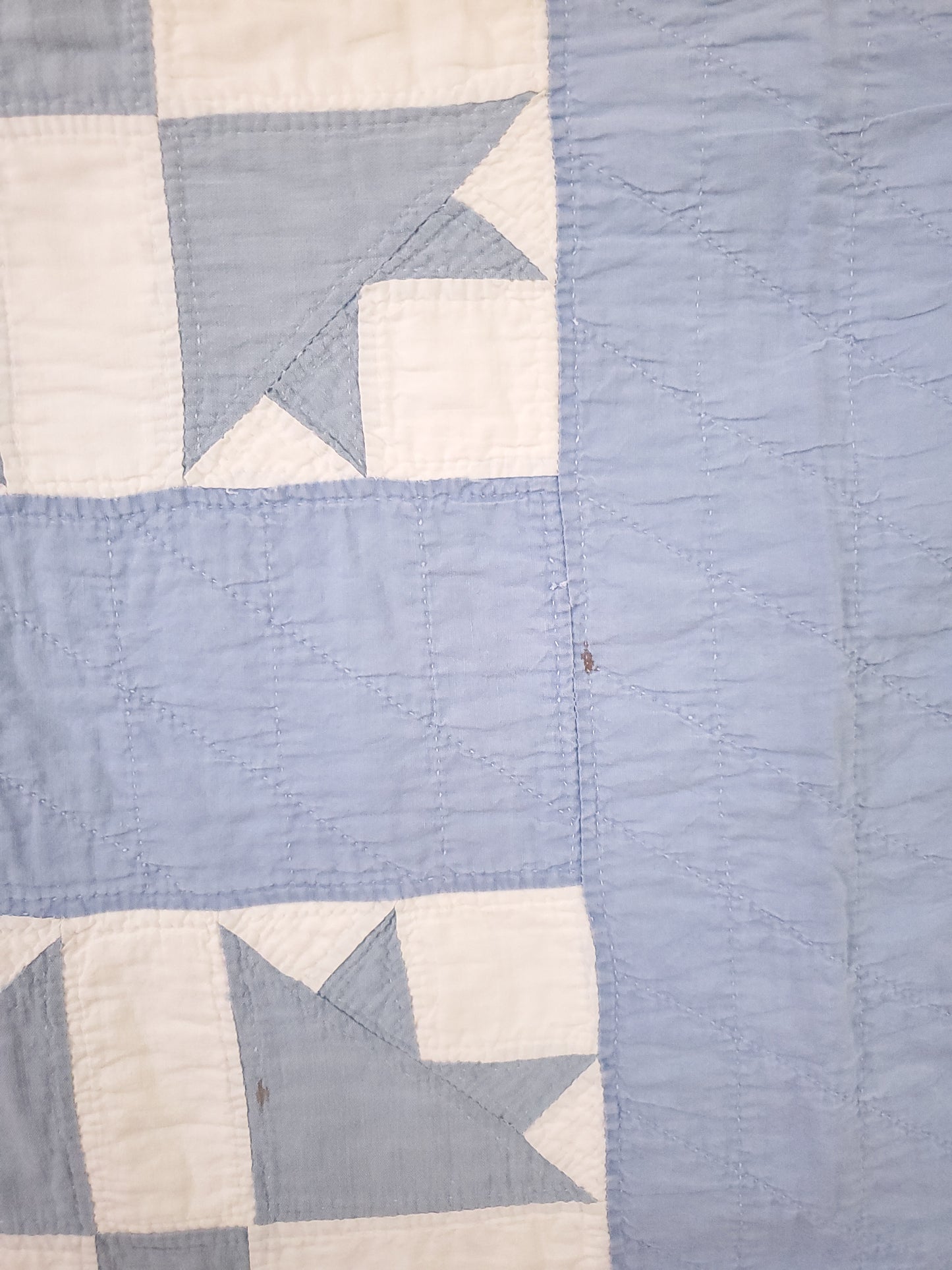 Blue and White Vintage Goose Tracks Quilt