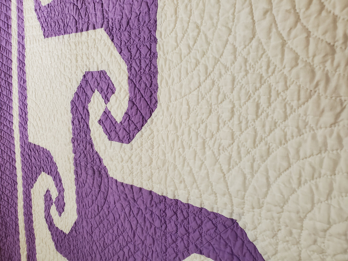 Purple and White Snail Trail Vintage Quilt