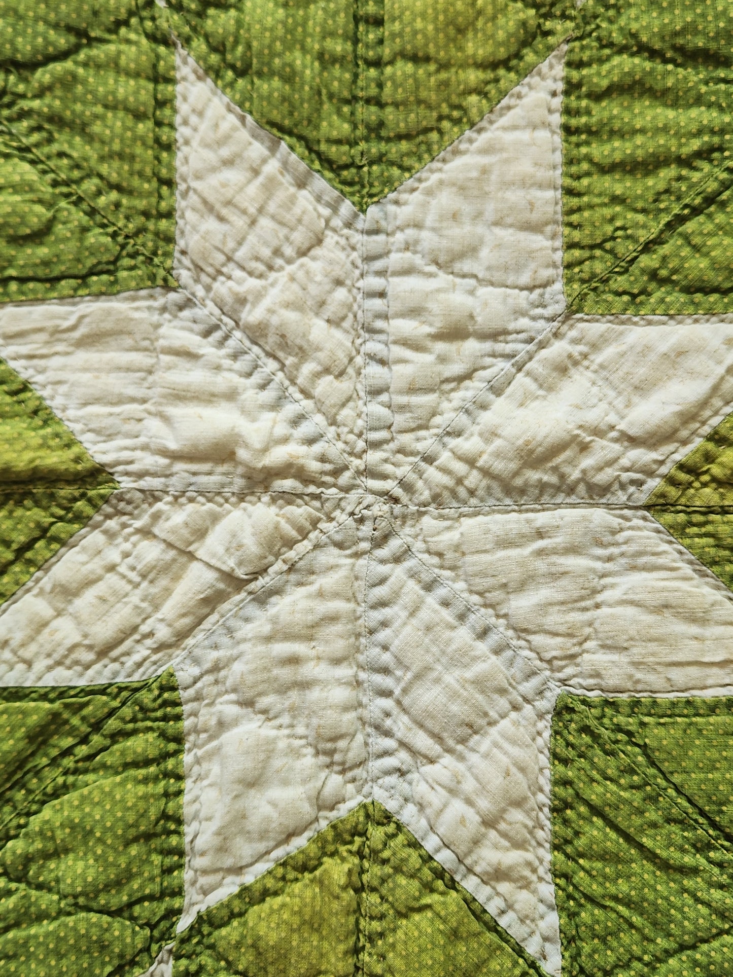 Antique Green and Orange Mathematical Star Quilt