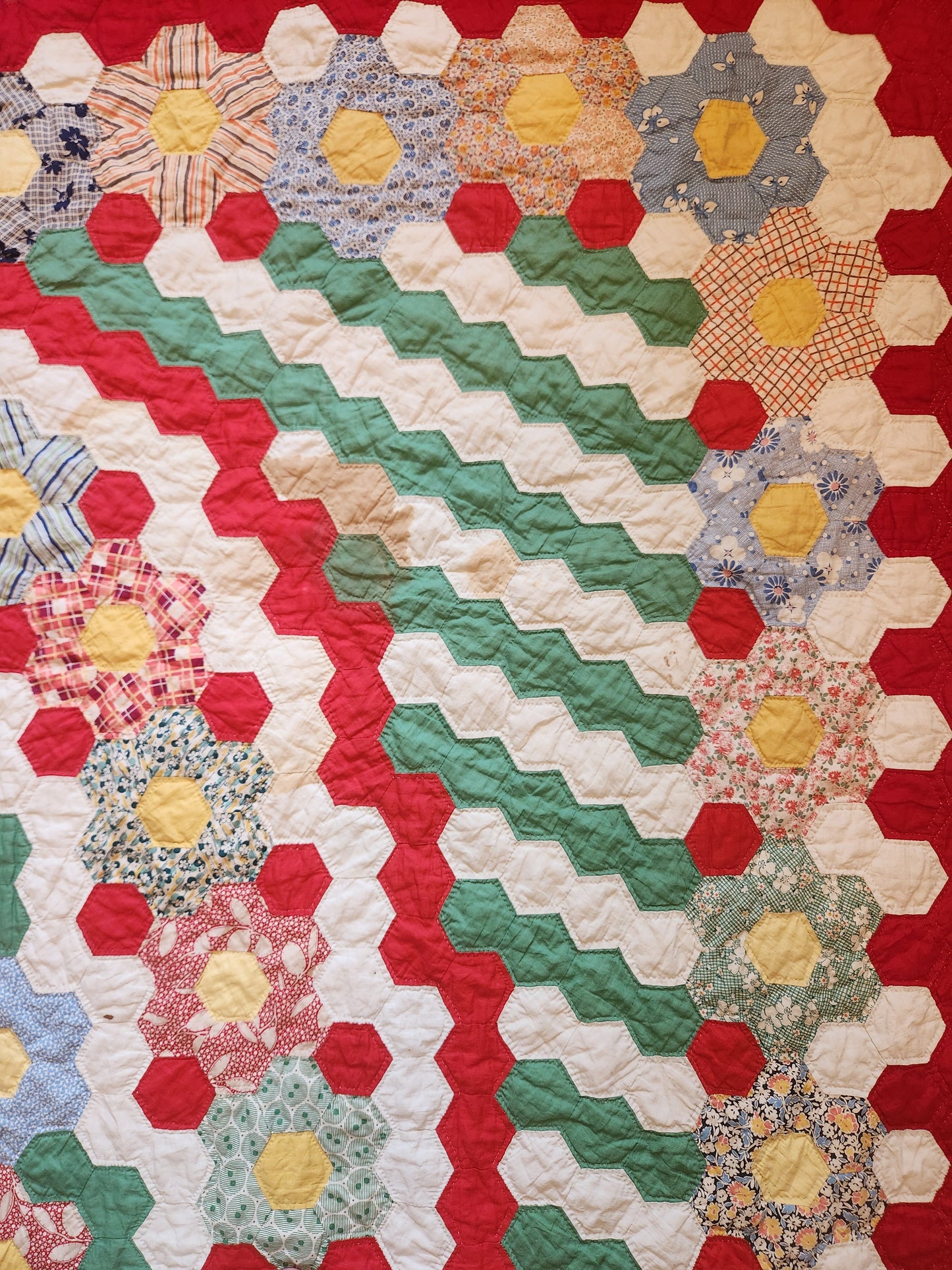 Vintage Hexagon Medallion Quilt