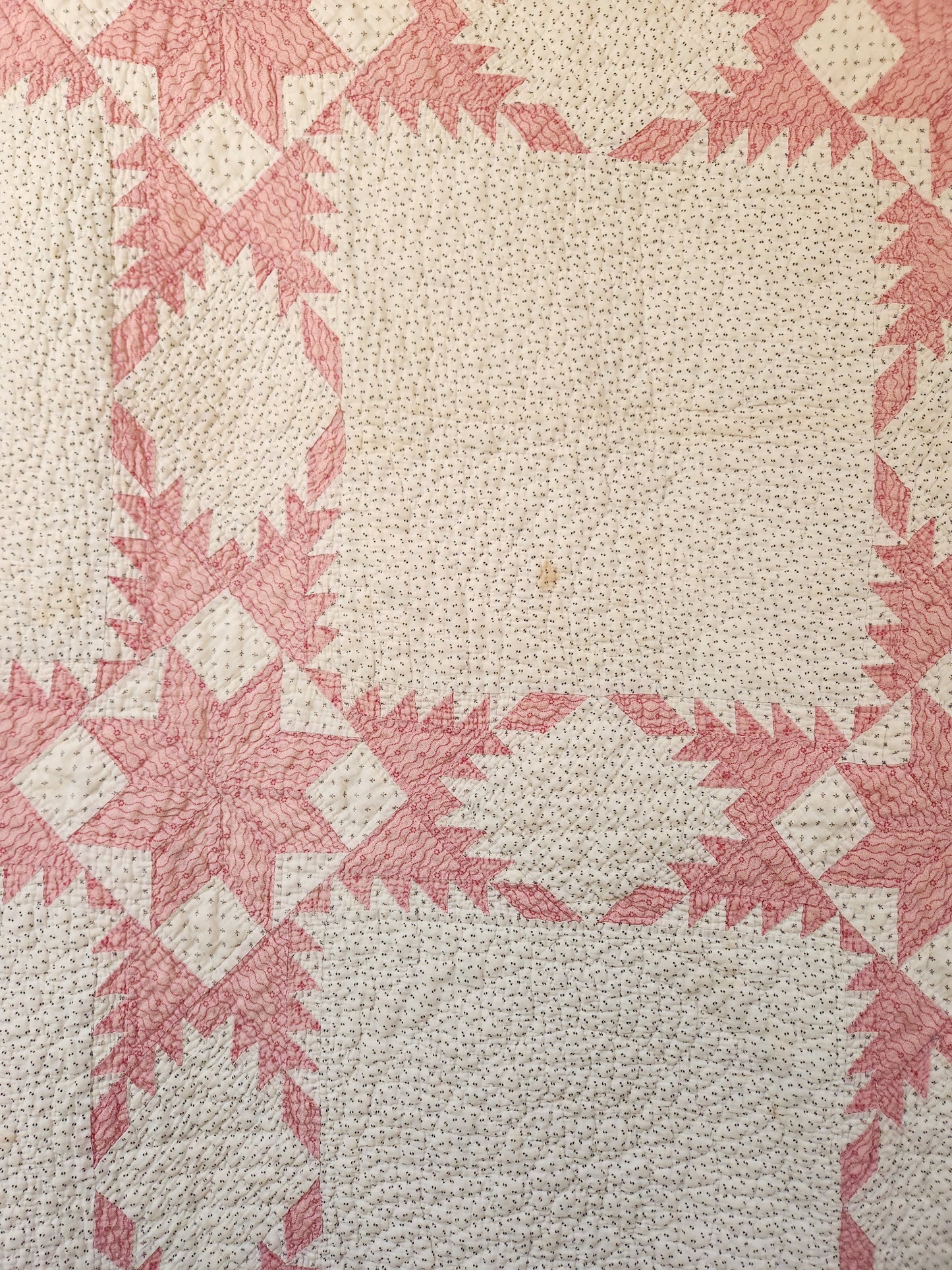 Antique Pink and White Feathered Star Quilt c1890