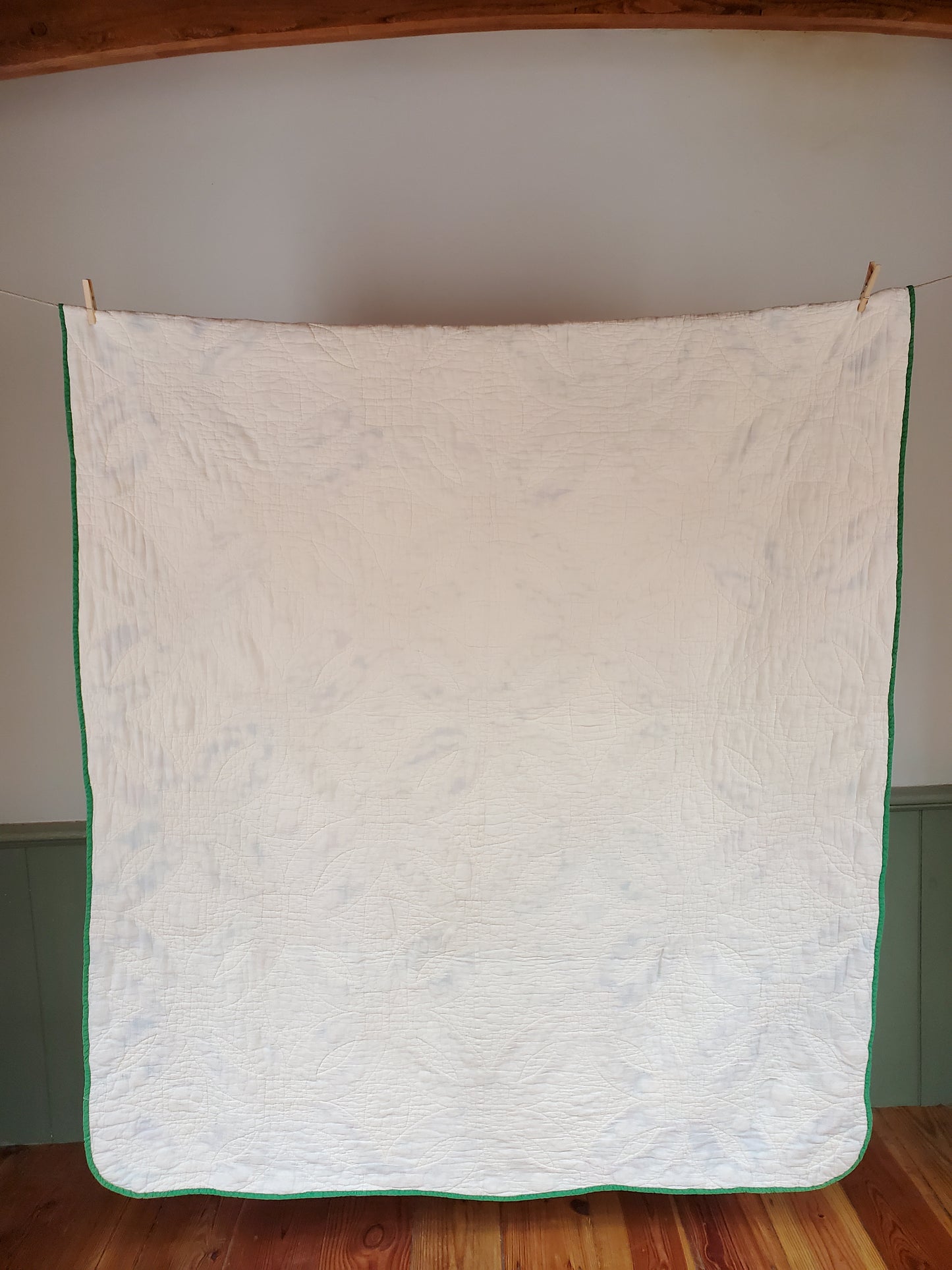 Vintage Feed Sack Wedding Rings Quilt, ca 1950