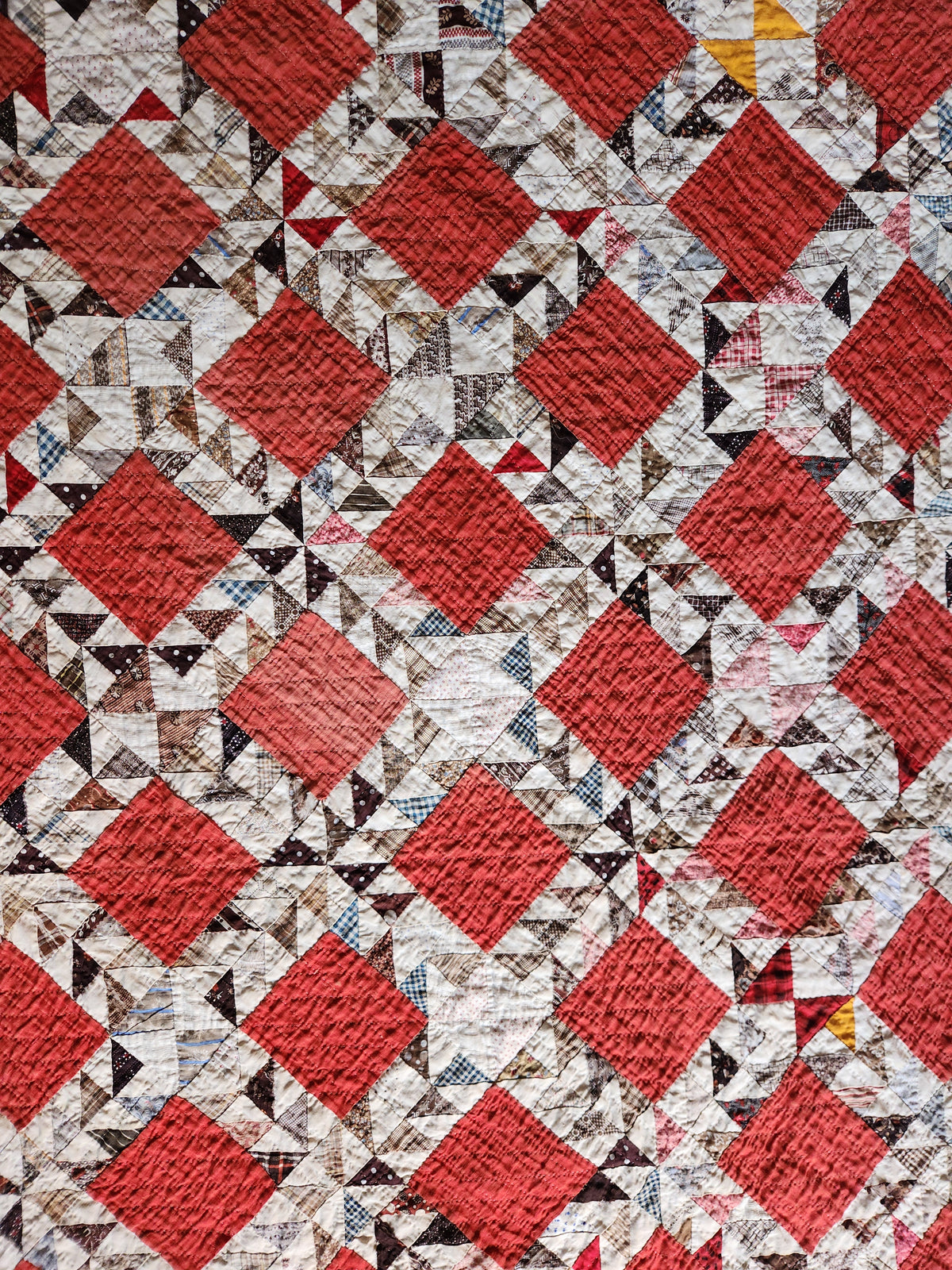 Antique Turkey Red Ocean Waves Quilt c1880
